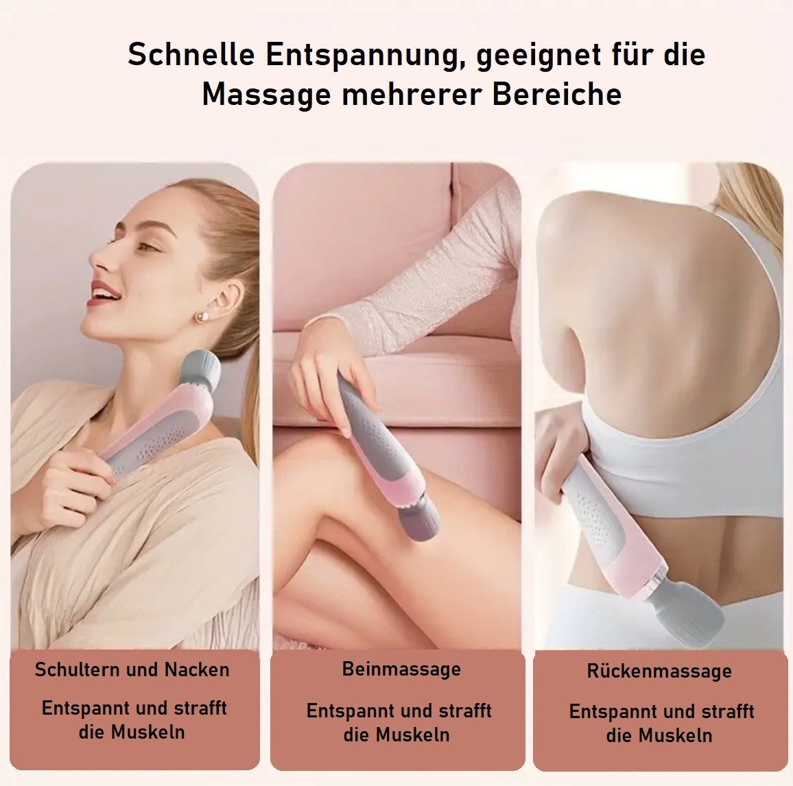 denu-shop Massagegerät Kraftvoller Kabelloser Massagestab Tragbar Ganzkörper, Packung 1-tlg., Massagegerät, USB-Kabel, Handbuch – Bild 4 von 5