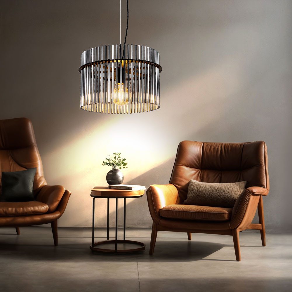 GLOBO LIGHTING LED Pendelleuchte, Leuchtmittel inklusive, Warmweiß, LED Pendelleuchte Wohnzimmer Stehlampe Retro Stil Rauchglas Hängelampe