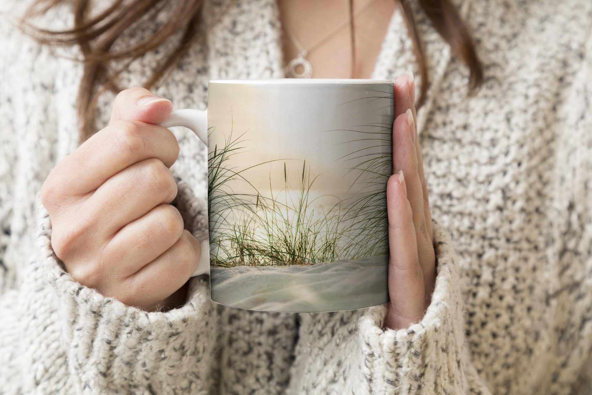 MuchoWow Tasse Dünen am Becher, Keramik, Teetasse, Wattenmeer, Geschenk Teetasse, Kaffeetassen