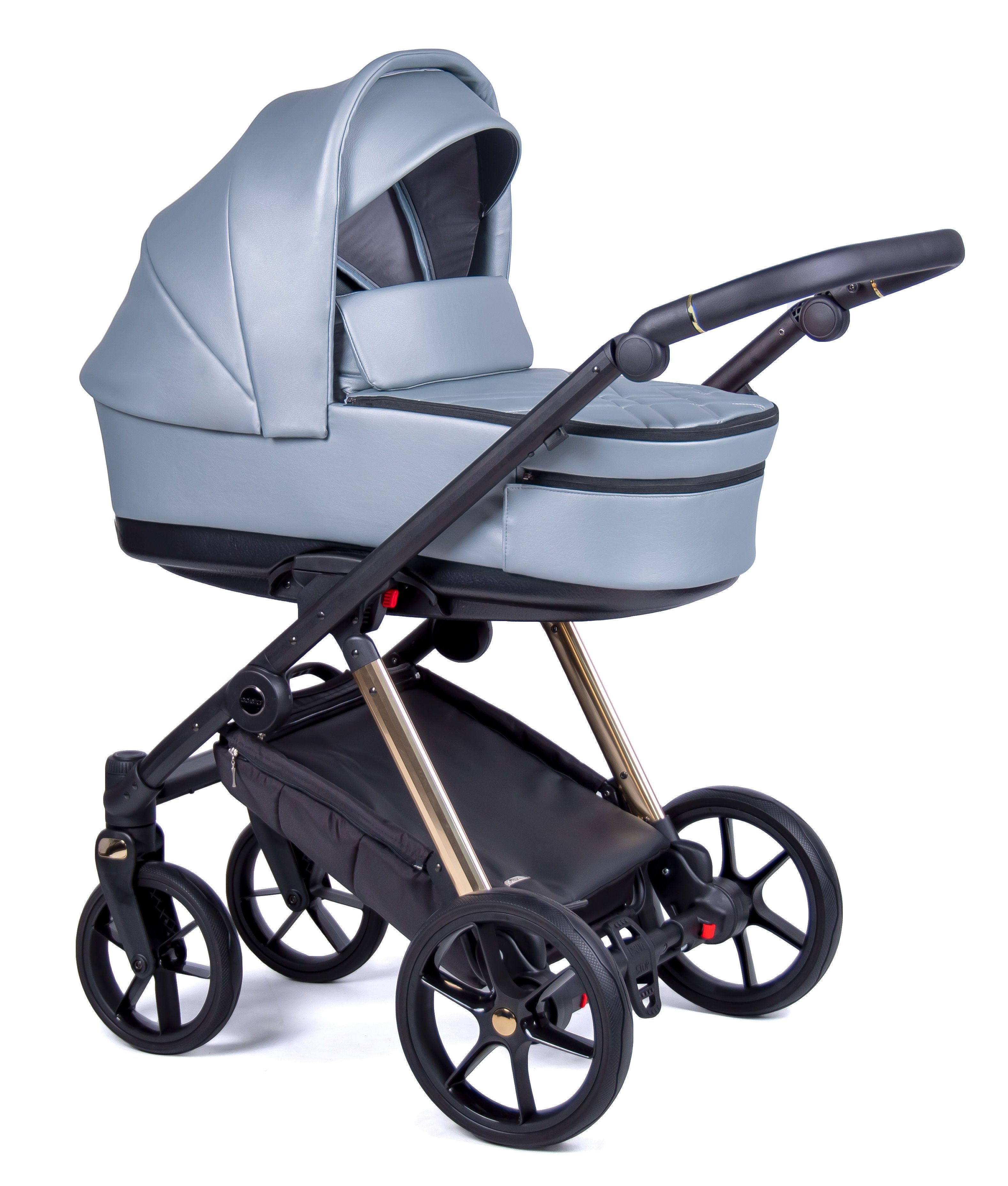babies-on-wheels Kombi-Kinderwagen 1 Kinderwagen-Set Premium Oceanblau= Gestell 12 Teile 2 in - gold Axxis Designs 14 in 
