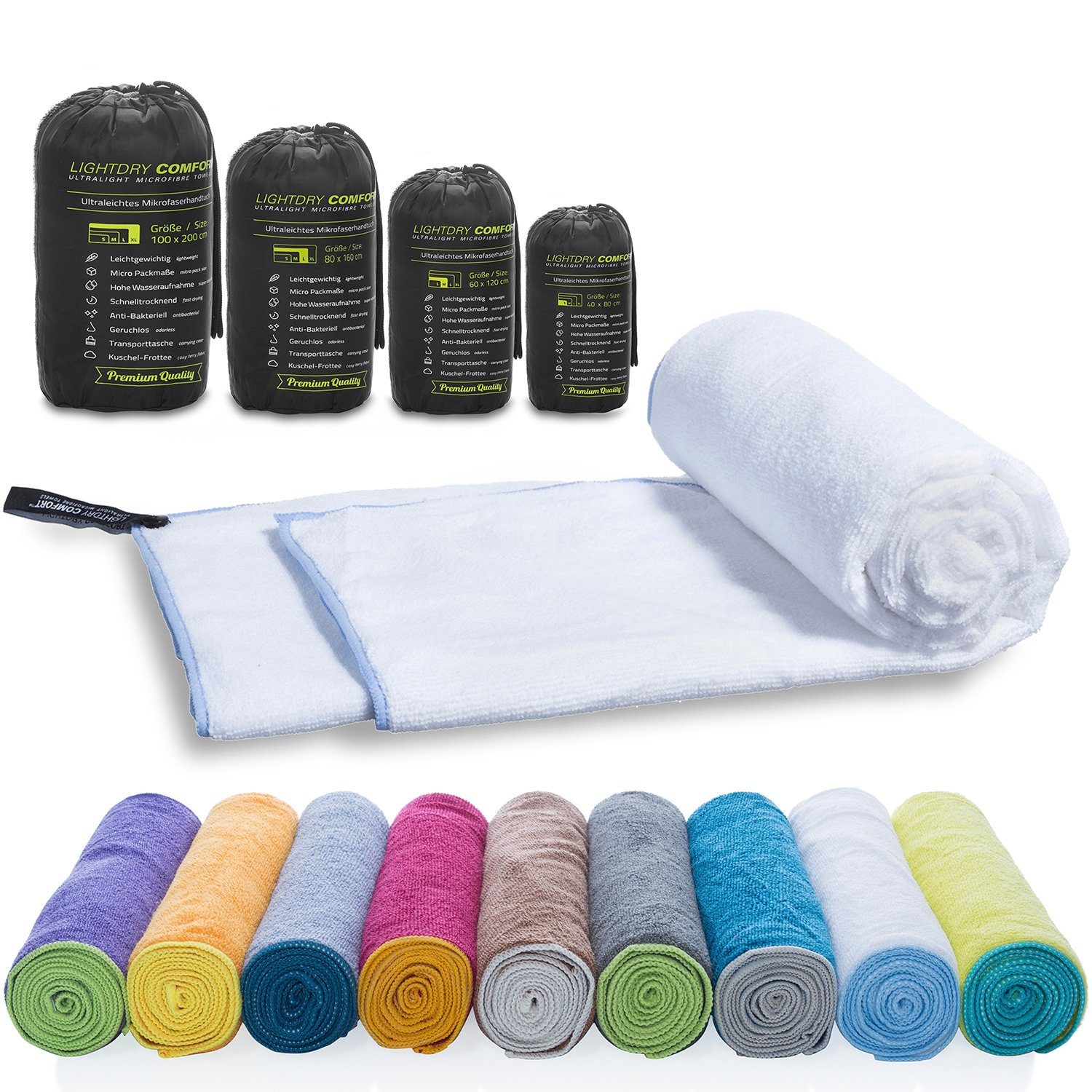 LightDry Reisehandtuch LightDry Reisehandtuch – Leichtes Mikrofaser-Sport und Strandhandtuch, Sport, Strand & Badehandtuch
