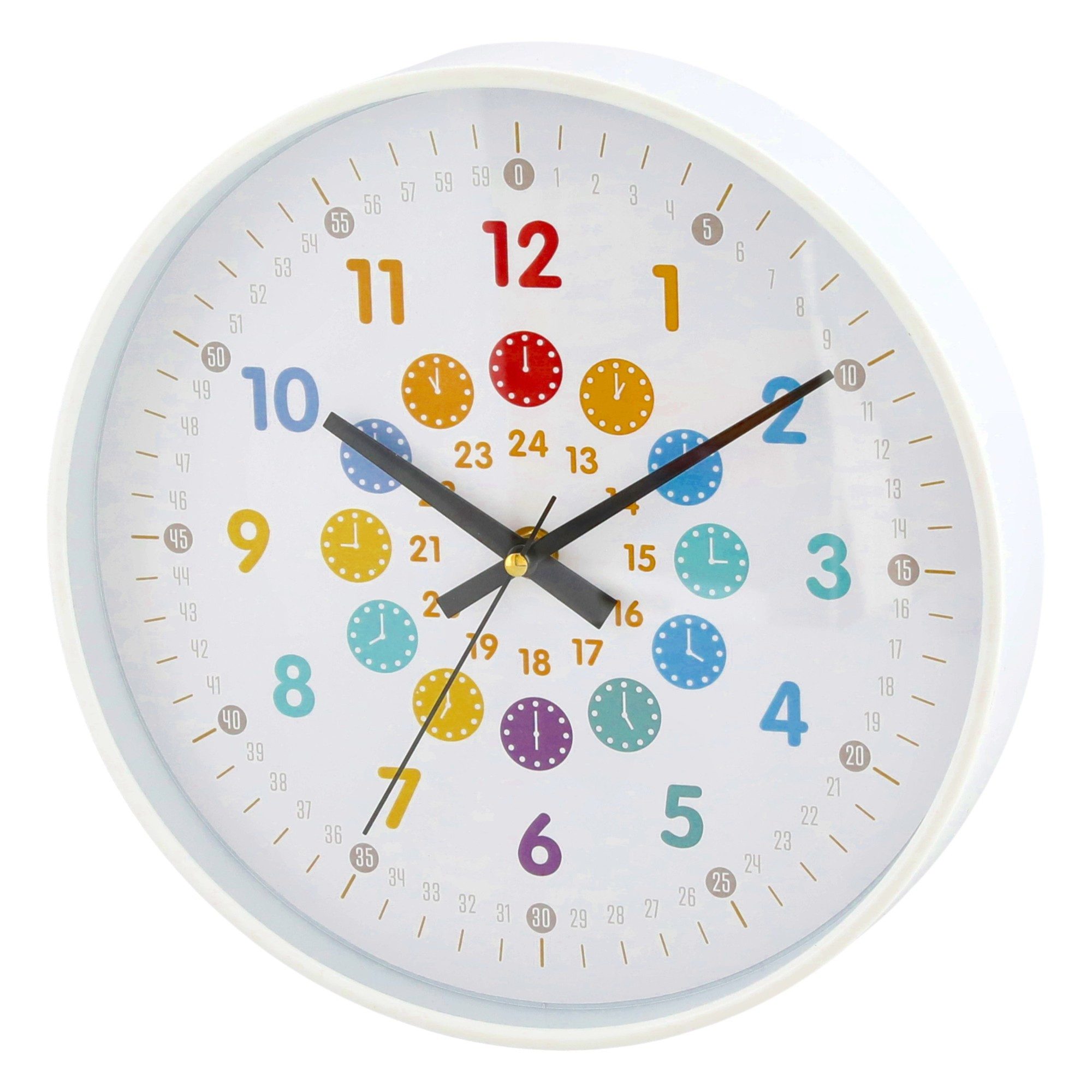Meinposten Wanduhr Lernuhr Kinderuhr bunt analoge Montessori Kinderzimmer Mädchen Jungen