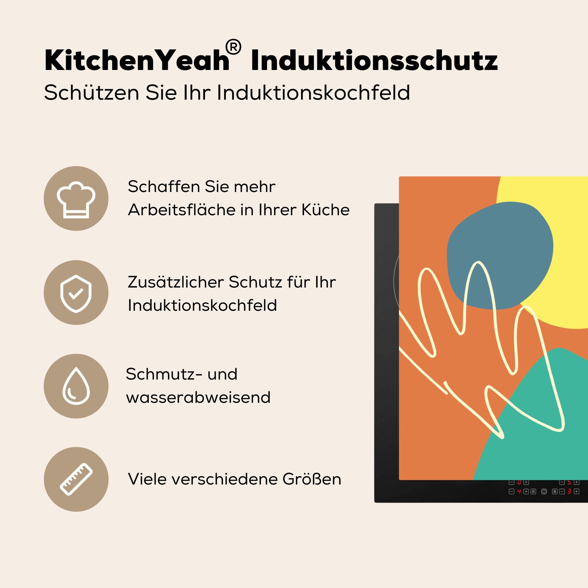 küche, - Pastell, Induktionskochfeld Flecken (1 Vinyl, tlg), 81x52 die Herdblende-/Abdeckplatte MuchoWow Sommer Schutz für - Ceranfeldabdeckung cm,