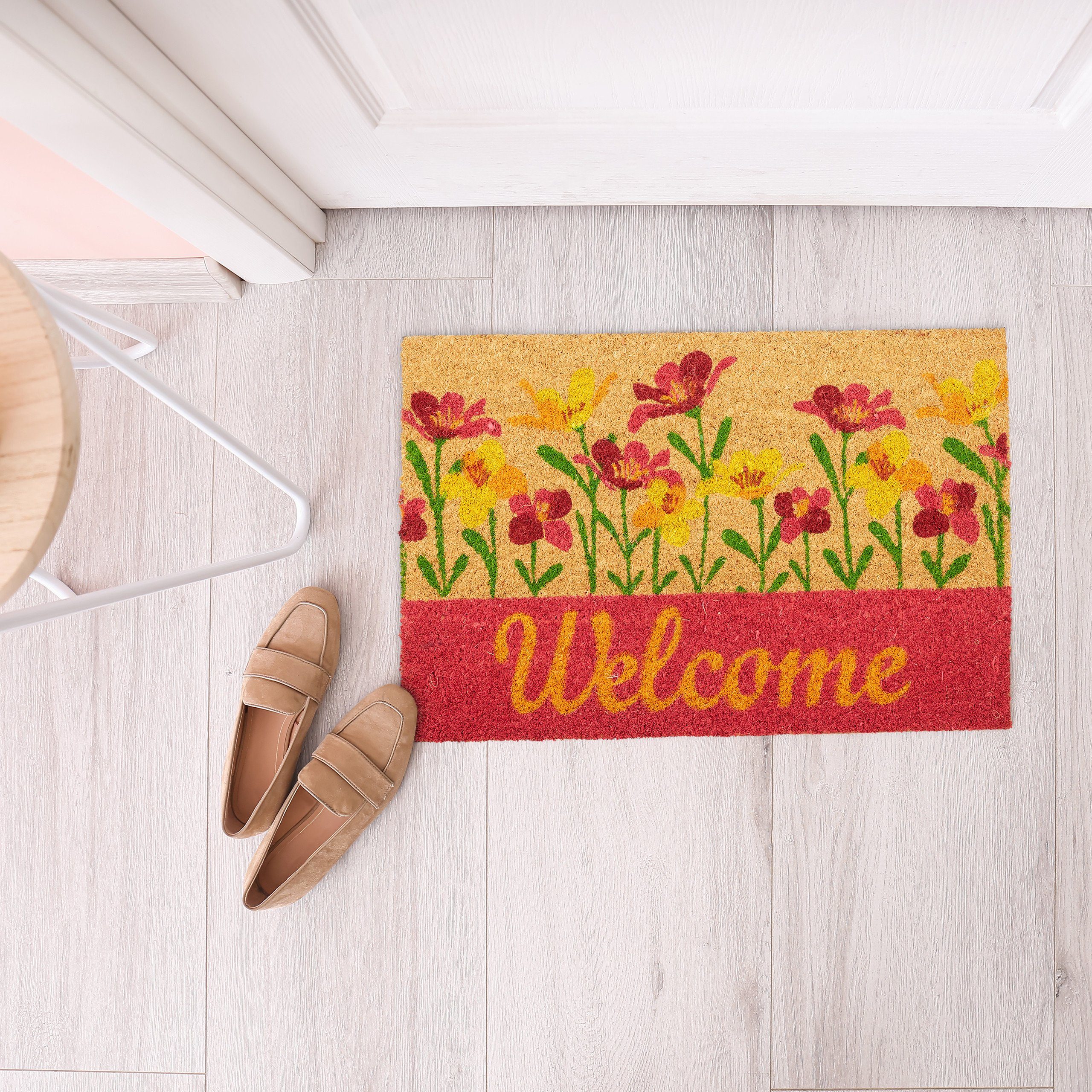 relaxdays Fußmatte Kokos Welcome Blume, Höhe: 15 mm günstig online kaufen