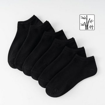 Vivi Idee Sneakersocken 10/20 Paar Bambussocken Herren Damen Füßlinge in Schwarz (10-Paar) anti Schweiß, atmungsaktiv, verstärkte Ferse und Zehenbereich