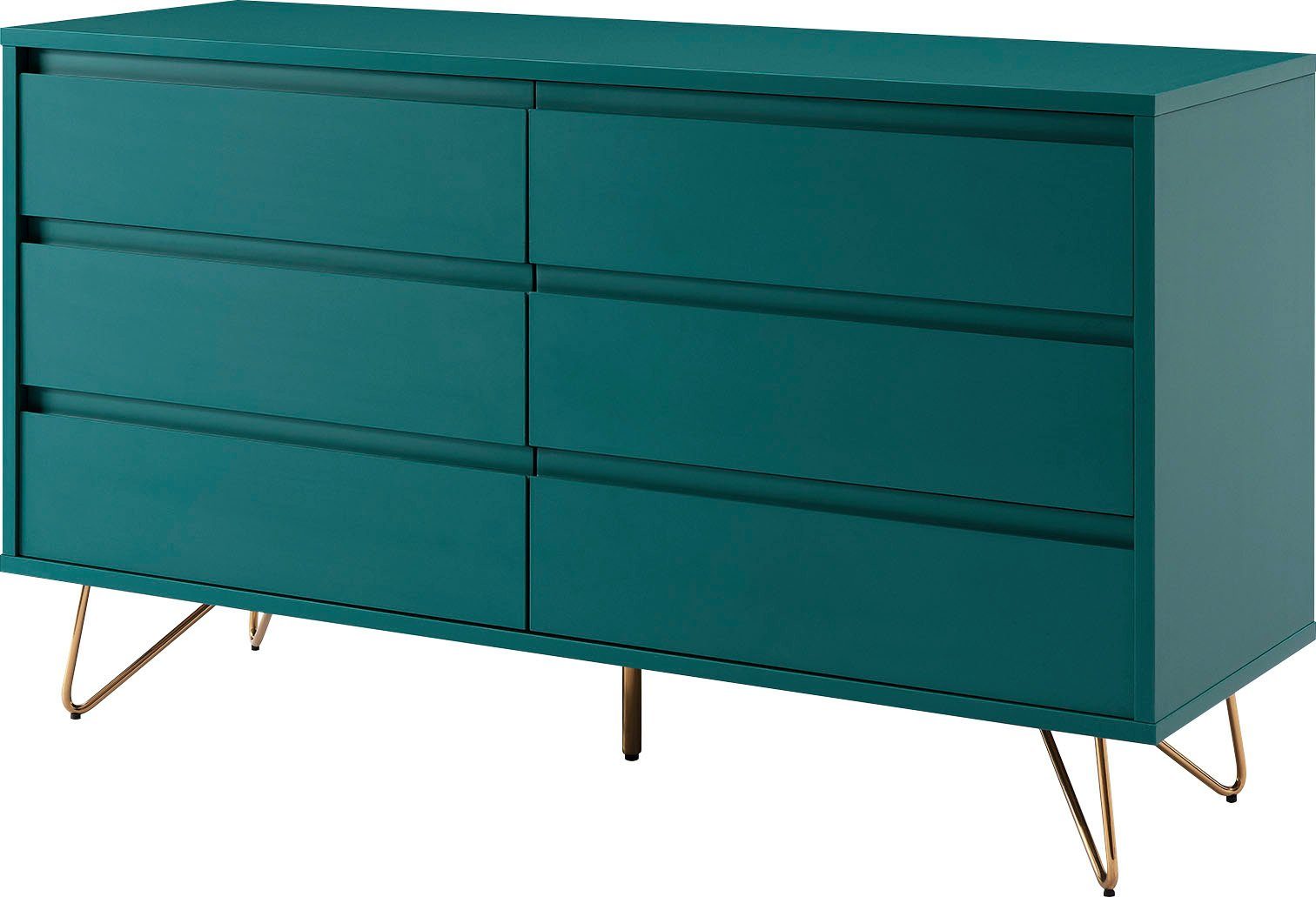 SalesFever Kommode Bolton Design Sideboard mit Stauraum, Haarnadelbeine aus Metall mit Messinglegierung