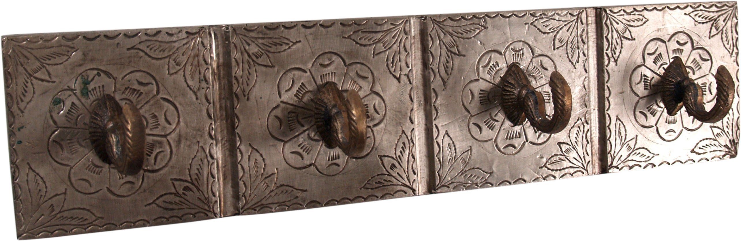 Guru-Shop Kleiderhaken 4èr Vintage Wandhaken mit Messingverzierungen,..