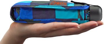 EuroSCHIRM® Taschenregenschirm Dainty, Karo blau grün, extra flach und kurz