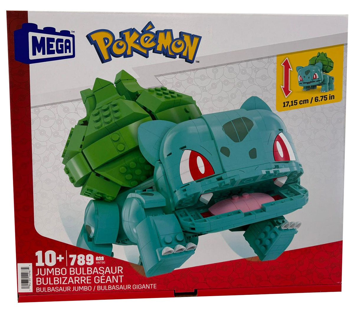 MEGA Pokemon Jumbo Bisasam Bulbasaur Bau-Set, 789 Bausteine, 17 cm groß, Me Konstruktionsspielsteine, (Bau-Set)