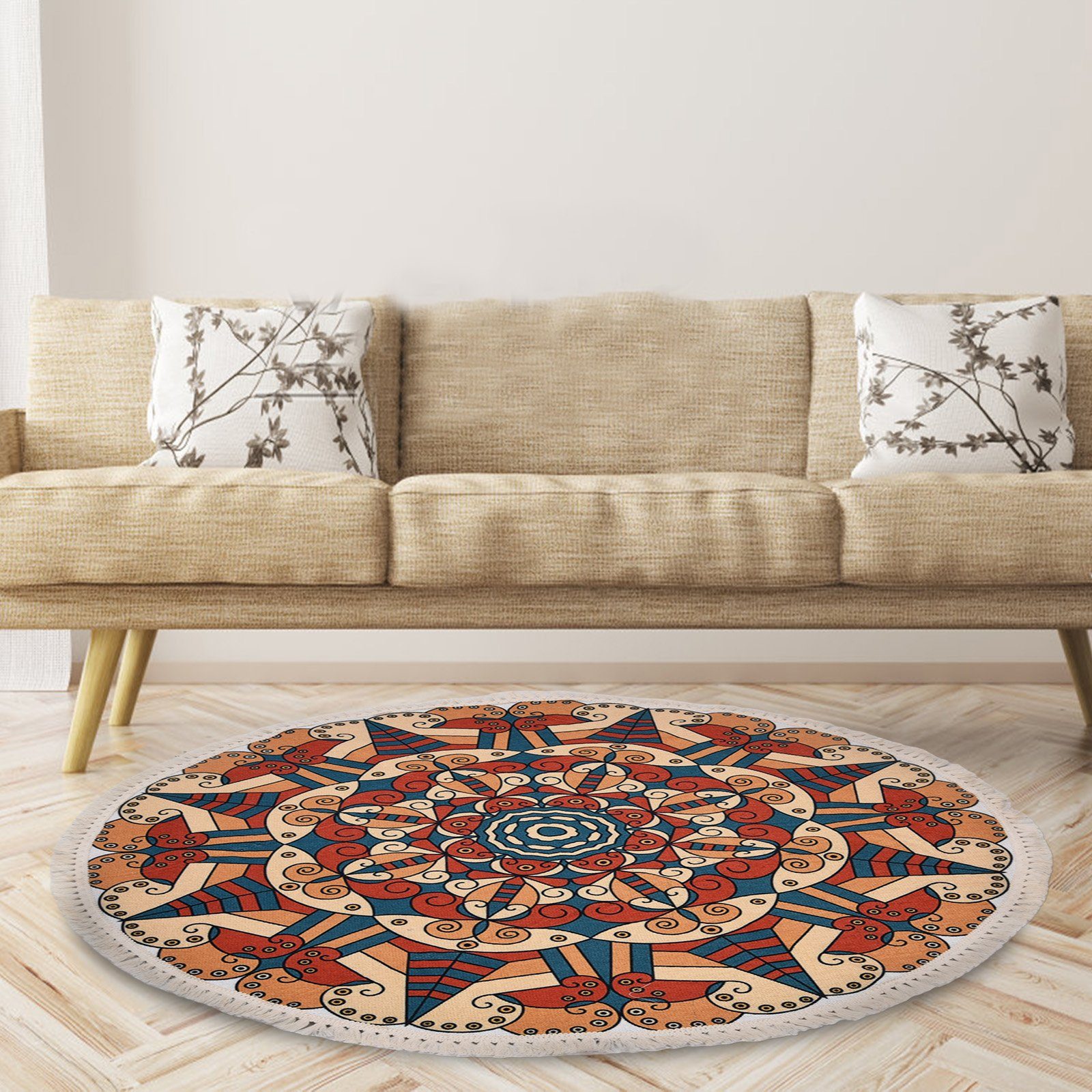 Teppich, Marokko Boho Bodenmatte, Vintage Rund Garten Teppich Sunicol, Wohnzimmer, Waschbar, Schlafzimmer, Eingang, Quaste Geometrische Teppich für Flachgewebe
