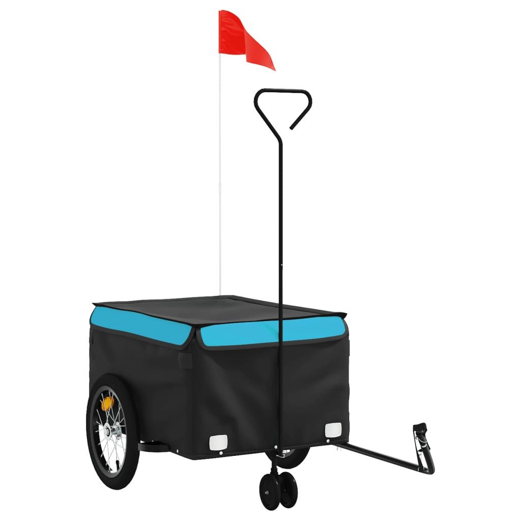 vidaXL Fahrradkinderanhänger schwarz blau Fahrradanhänger Schwarz und Blau 45 kg Eisen