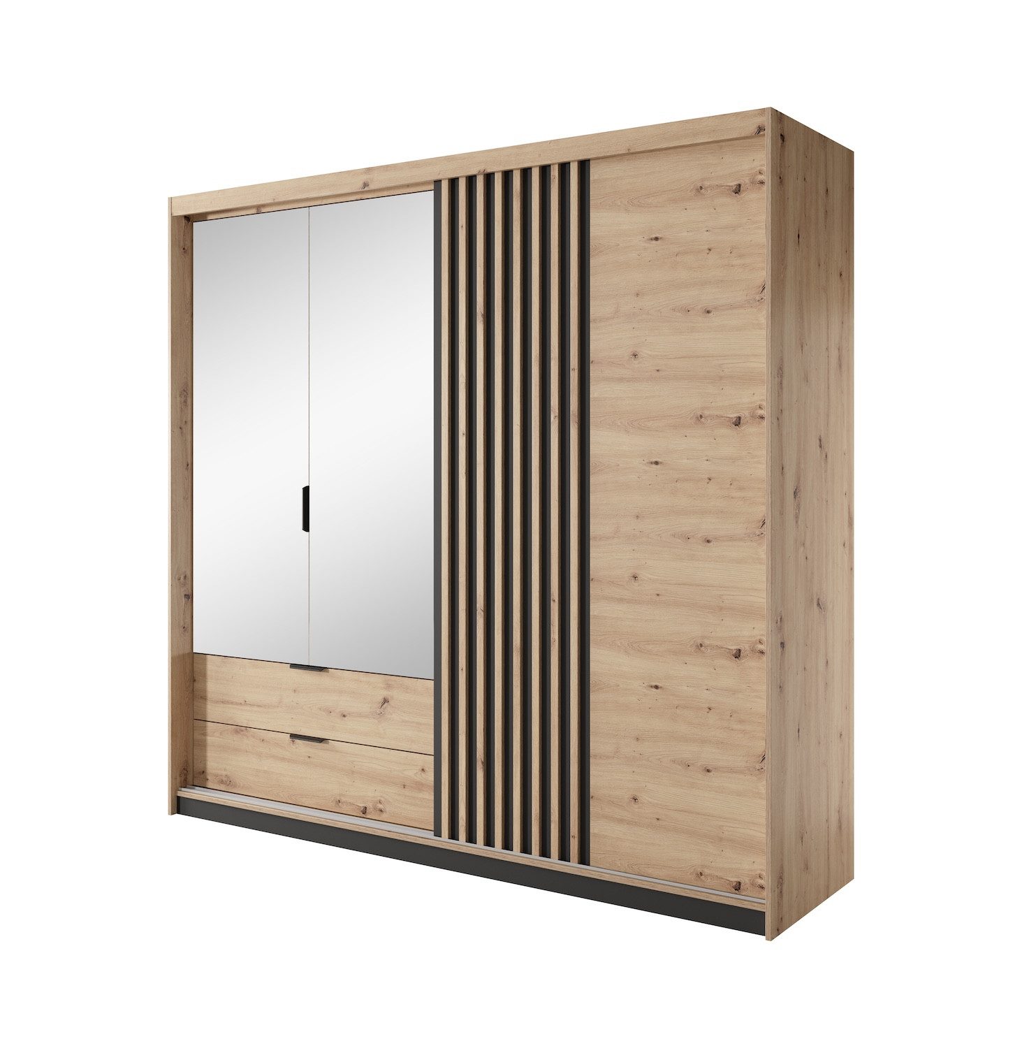 Feldmann-Wohnen Kleiderschrank Tally (Tally, 1-St., Kleiderschrank 3-türig) 220x60x210cm Artisan Eiche anthrazit