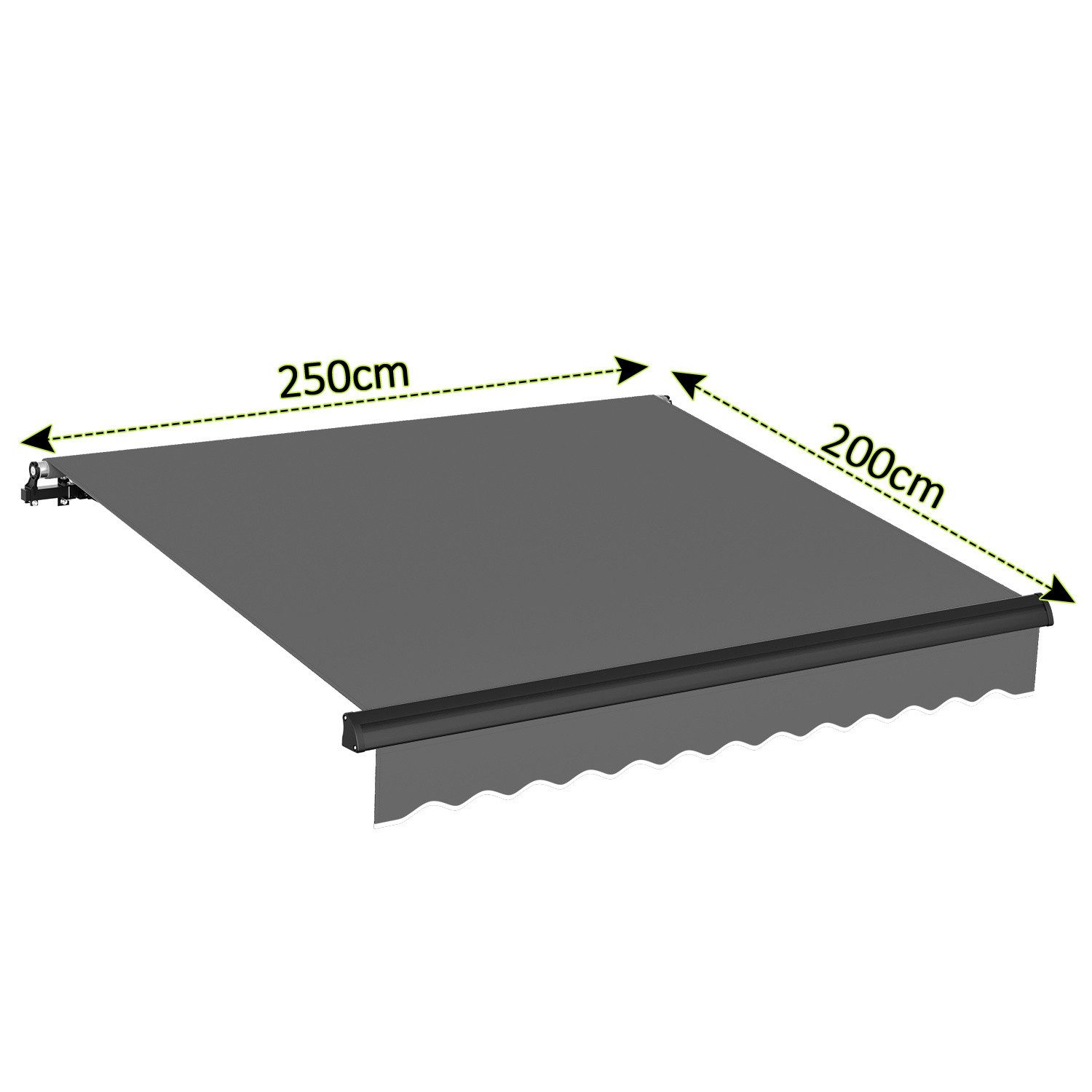 Clanmacy Kassettenmarkise Markise Elektrisch mit Fernbedienung Handkurbel Polyester Grau 2,5x2 m
