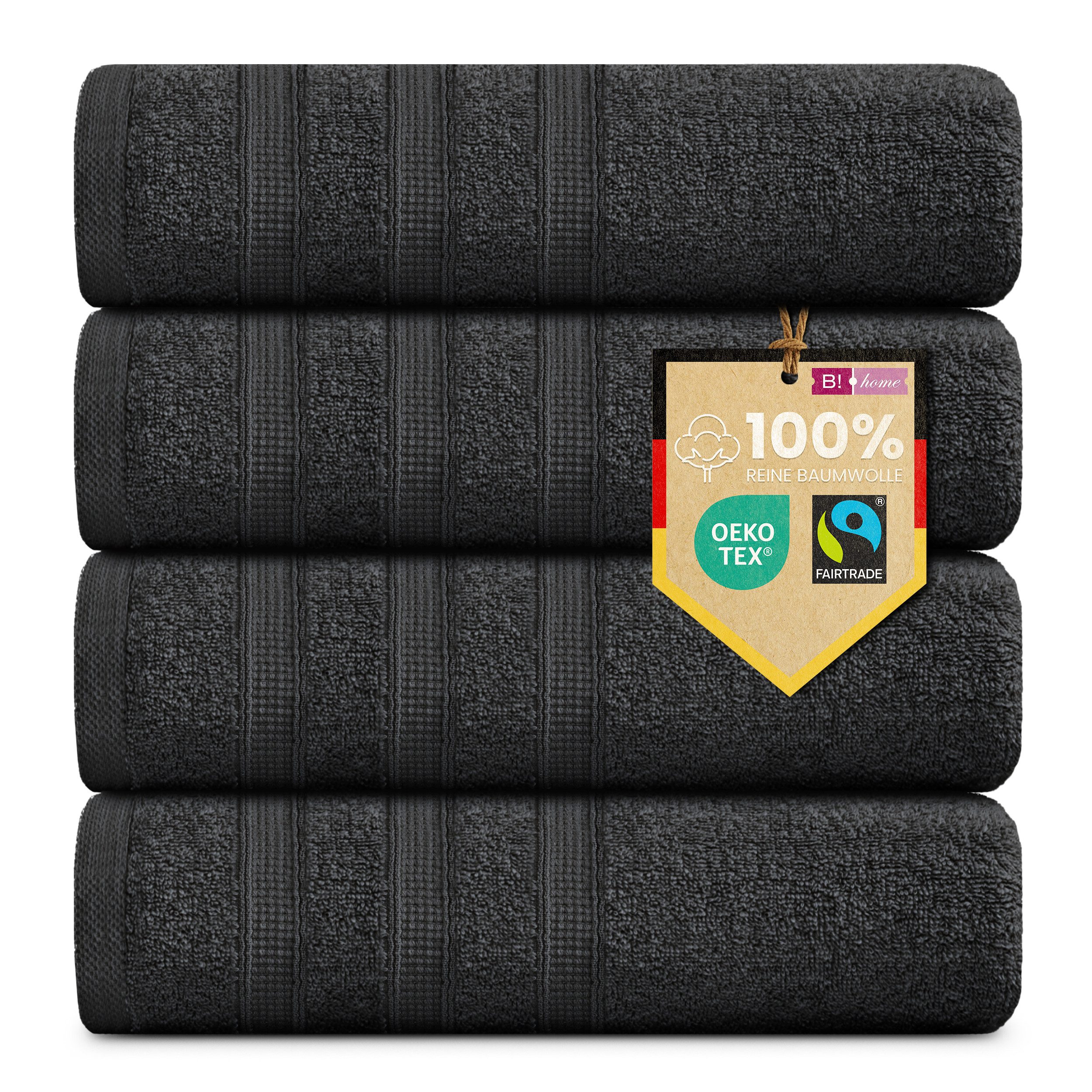 B!HOME Handtücher Set Saunatücher, Duschtücher, Gästehandtücher 100% Baumwolle, (Spar-Set, 4-St), flauschig saugfähig Frottee weich