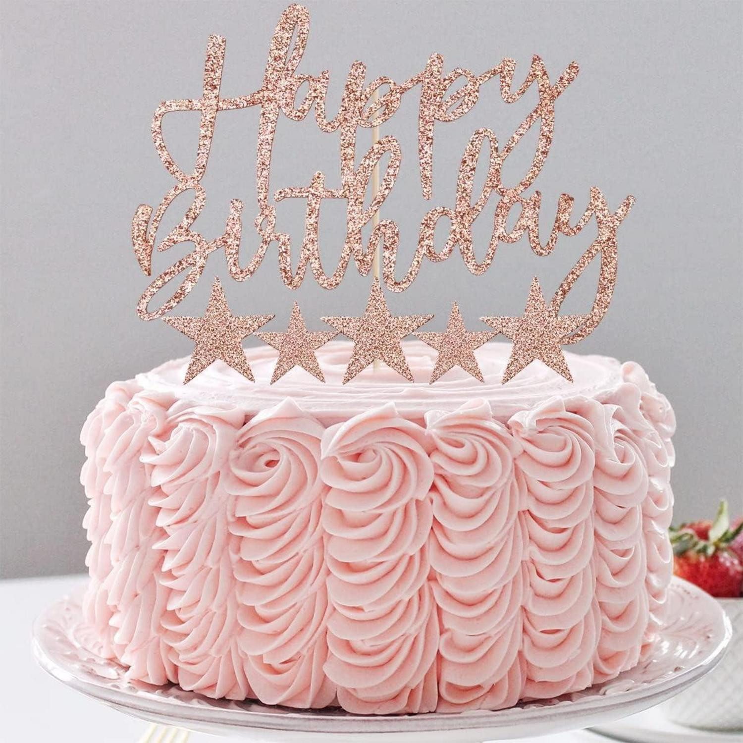 LuxusKollektion Sticker Tortendeko Rosegold Happy Birthday Kuchendeko Sterne Cake Topper