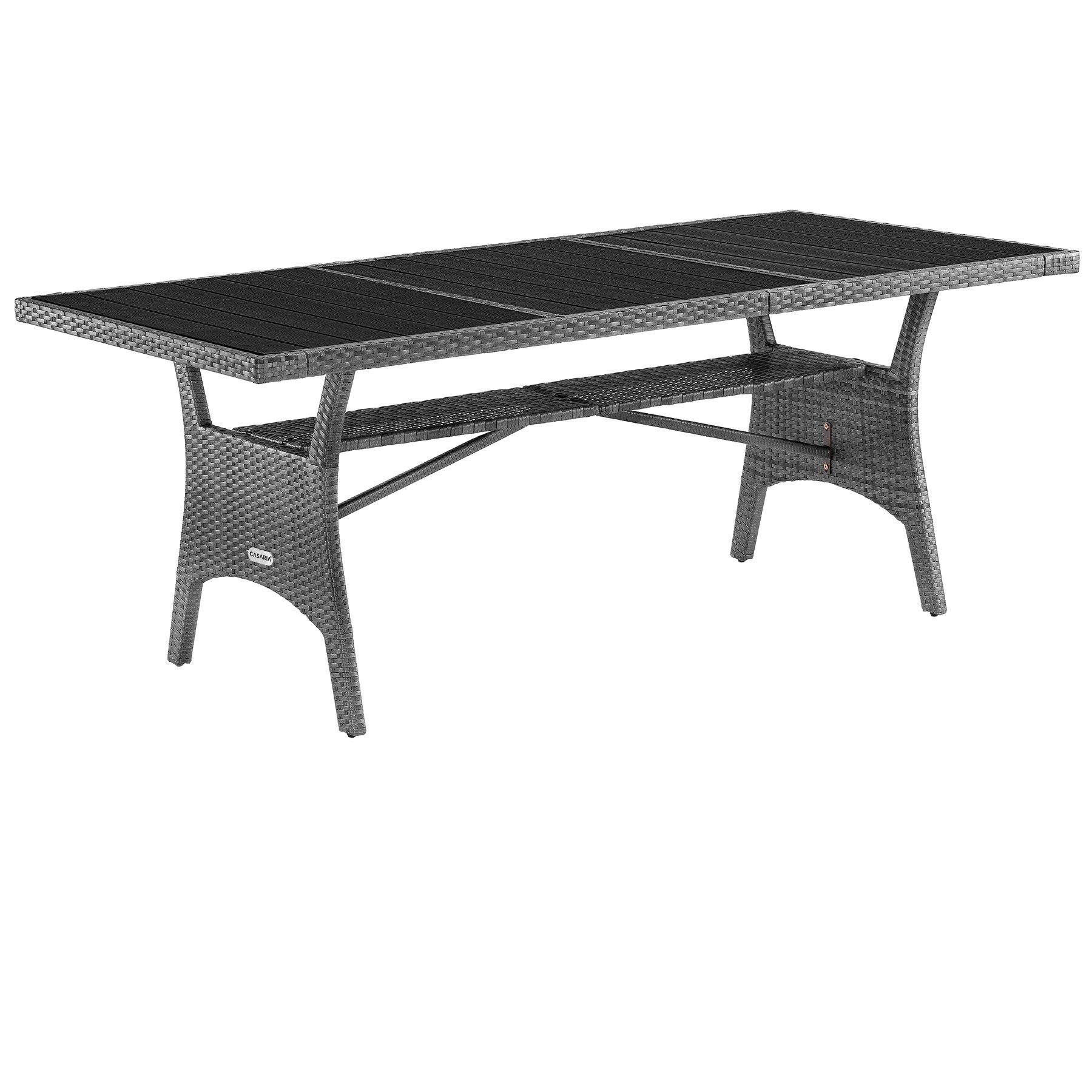 mit Ablage Grau WPC-Tischplatte cm Höhenverstellbar Gartentisch (1-St), Casaria 190x90x74 Polyrattan