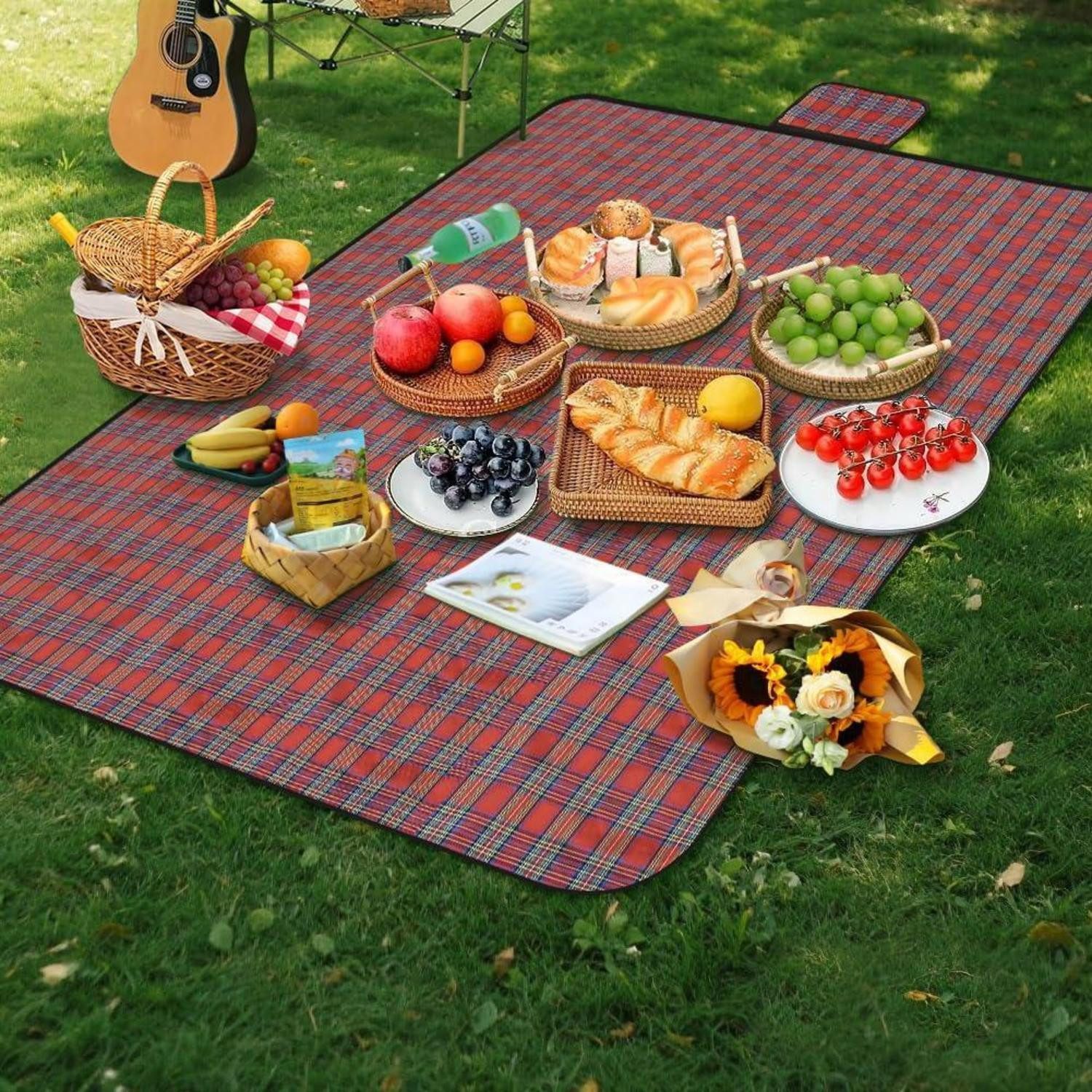 Picknickdecke Picknickdecke wasserdicht faltbar waschbar Rot Streifen 150 x 200 cm, LuxusKollektion