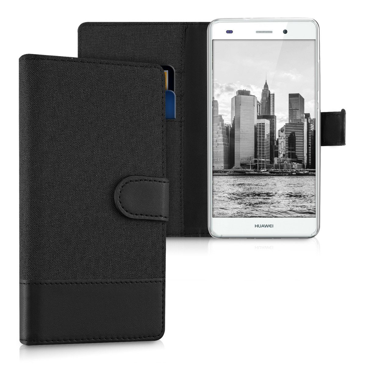 kwmobile Etui Wallet Case für Huawei P8 Lite (2015), Hülle mit Ständer - Handyhülle Kartenfächer