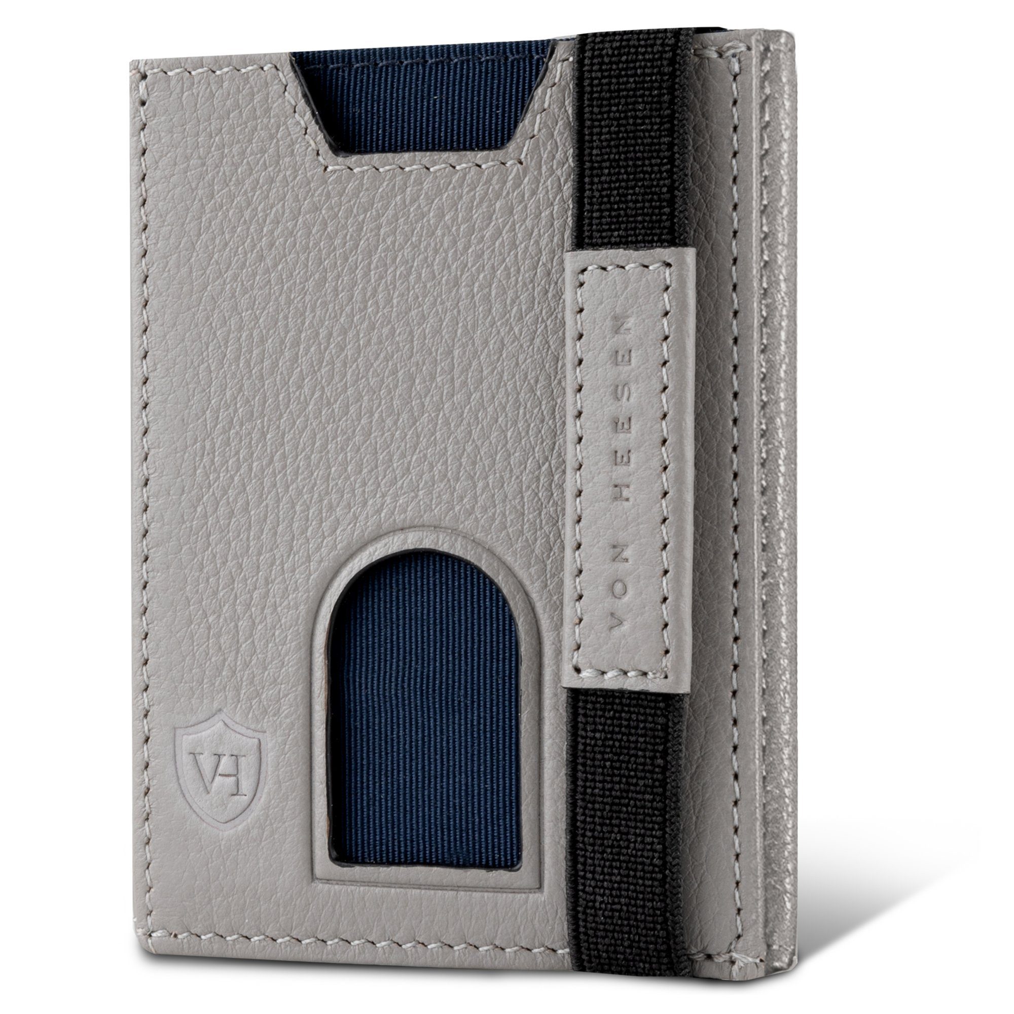 VON HEESEN Geldbörse 6 mit Slim Portemonnaie RFID-Schutz Kartenfächer, inkl. Wallet Geldbeutel Geschenkbox & Whizz Wallet Grau