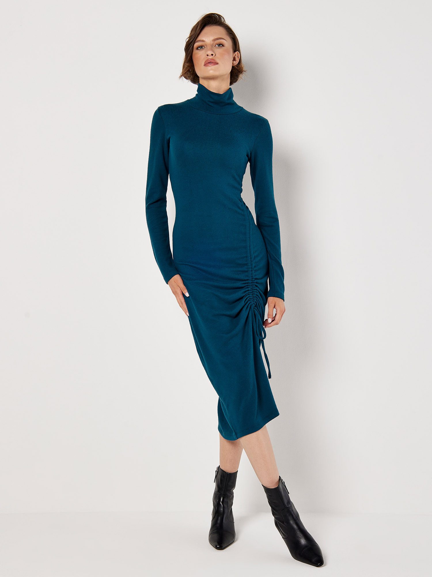 Apricot Strickkleid gerafftes Kleid, (1-tlg) mit günstig online kaufen