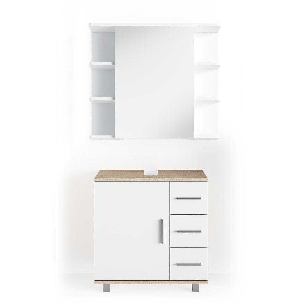 Vicco Badmöbel-Set Ilias, Weiß/Sonoma, 2 Teile, günstig online kaufen