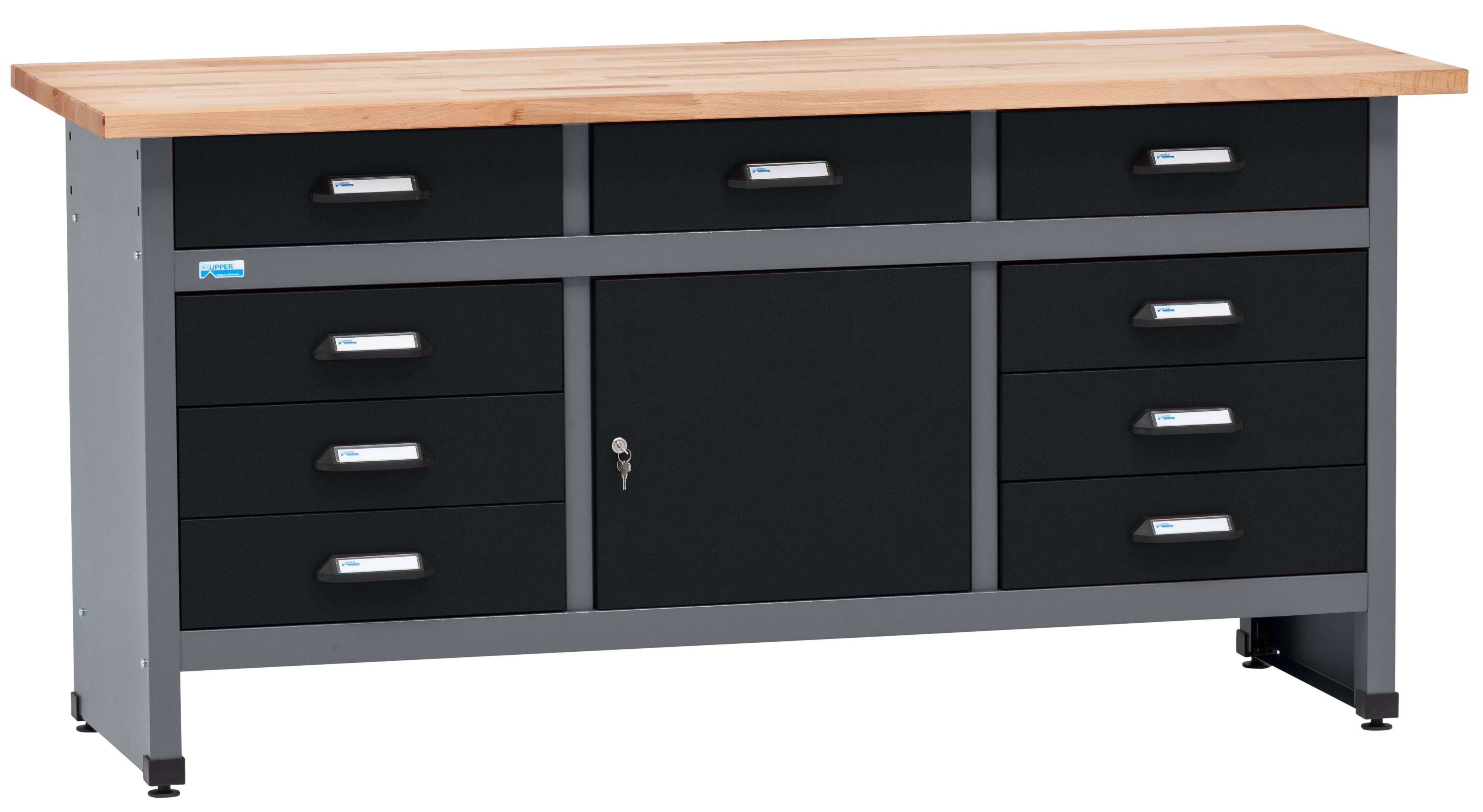 KÜPPER Werkbank 12877, 9 Schubladen, 1 Tür, 300 kg Traglast, 30 mm Buchenarbeitsplatte