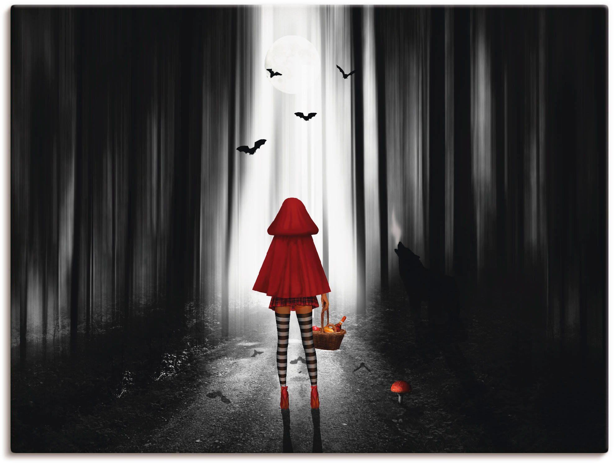 Artland Leinwandbild Das Rotkäppchen auf High Heels, Dark Fantasy (1 St), auf Holzrahmen gespannt