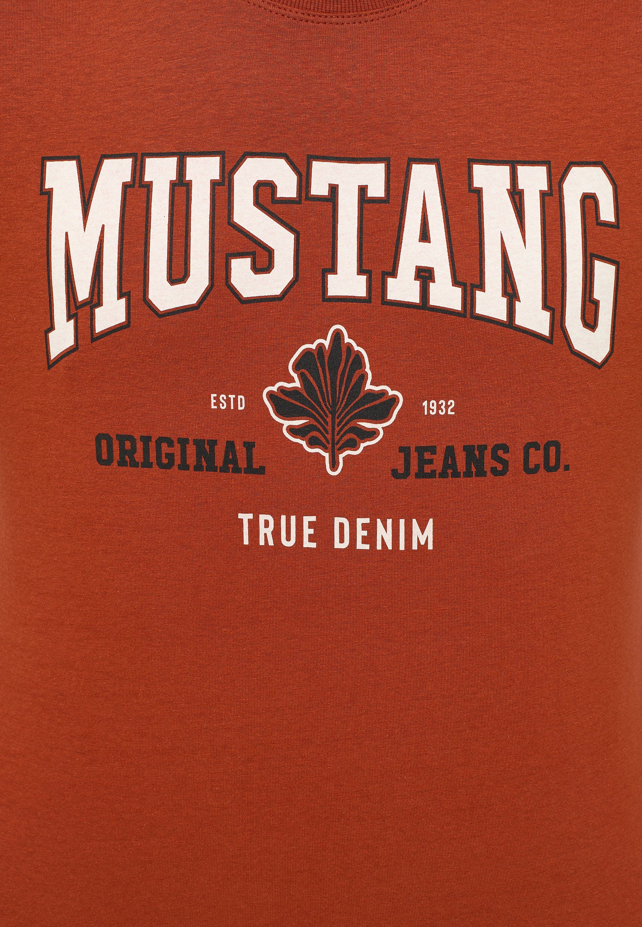 Print-Shirt Kurzarmshirt braun Mustang MUSTANG