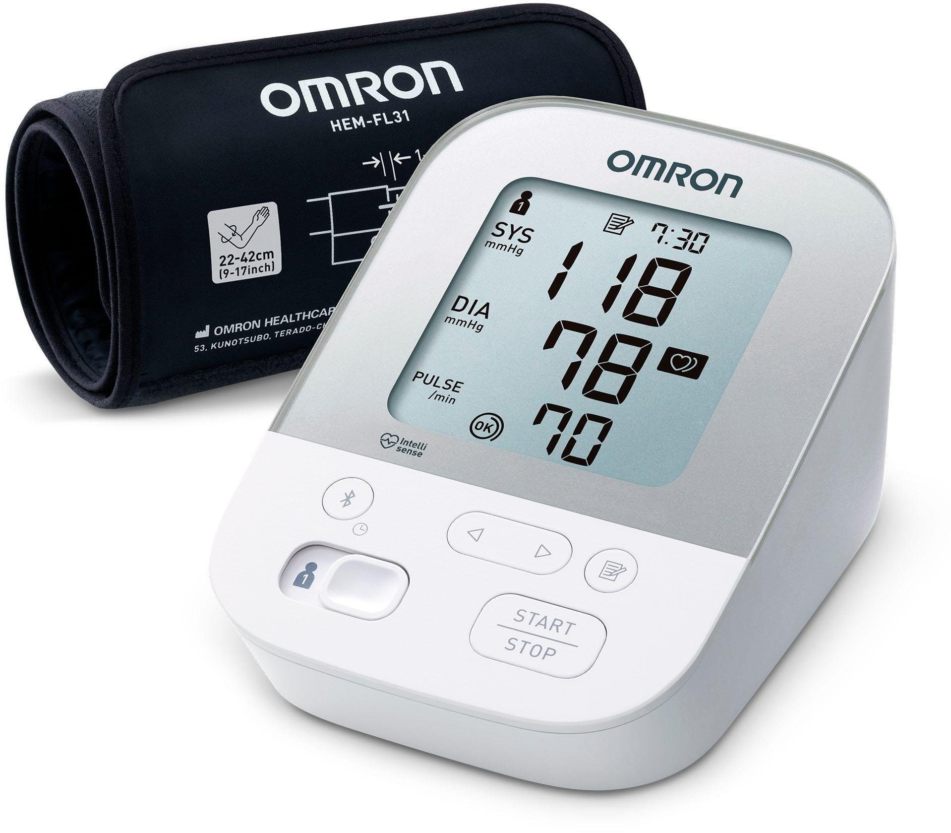 Omron Oberarm-Blutdruckmessgerät X4 Smart, mit Bluetooth und Intelli Wrap Manschette