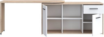 FORTE Schreibtisch Aliklia, multifunktional, Tischplatte ausschwenkbar, mit Rollen, Sideboard