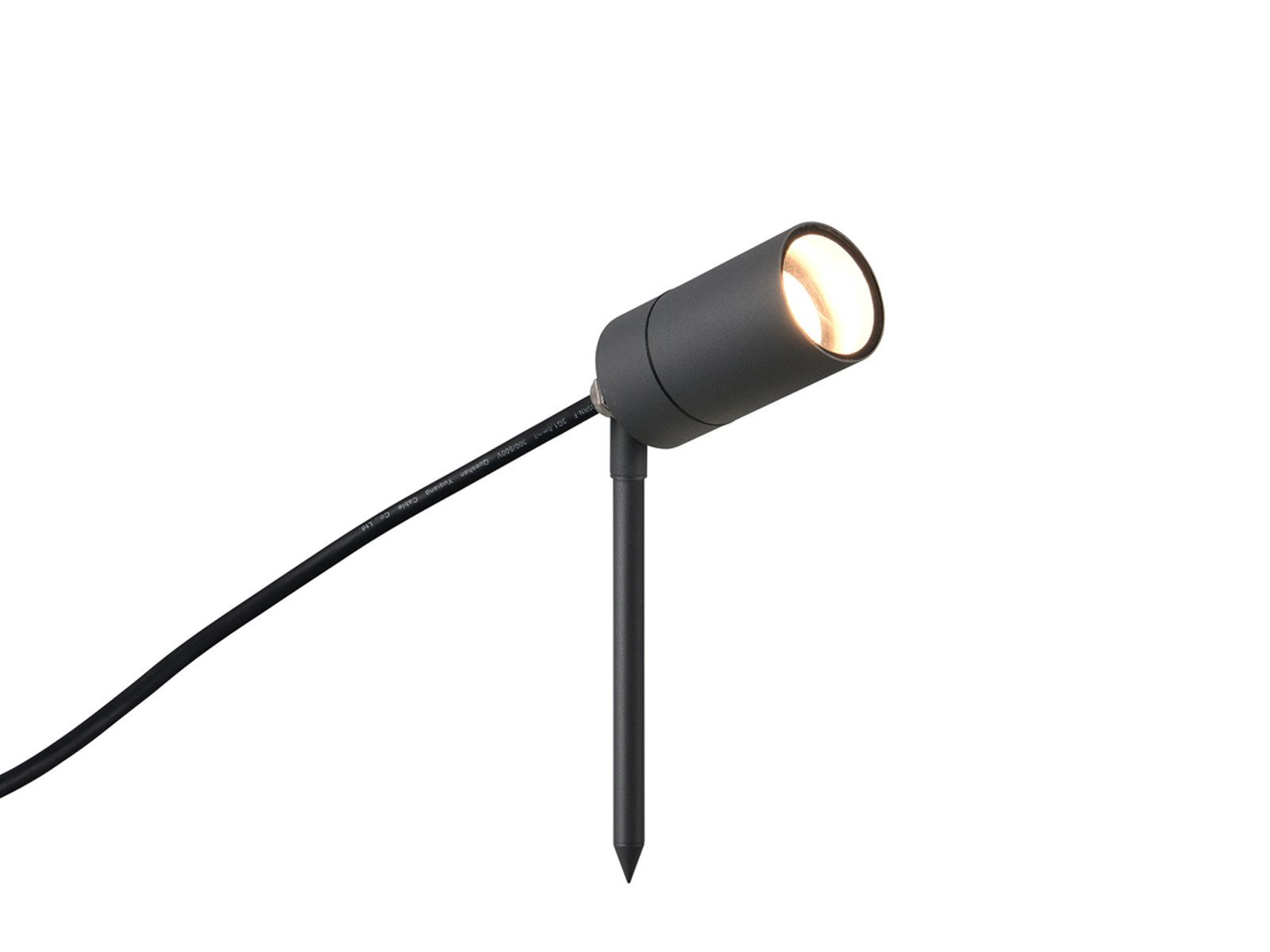 Reality Leuchten LED Gartenstrahler mit Erdspieß & 2 Meter Kabel, Ø 5cm, LED wechselbar, warmweiß, Außenstrahler Gartenbeleuchtung mit Strom Baumstrahler Baumbeleuchtung