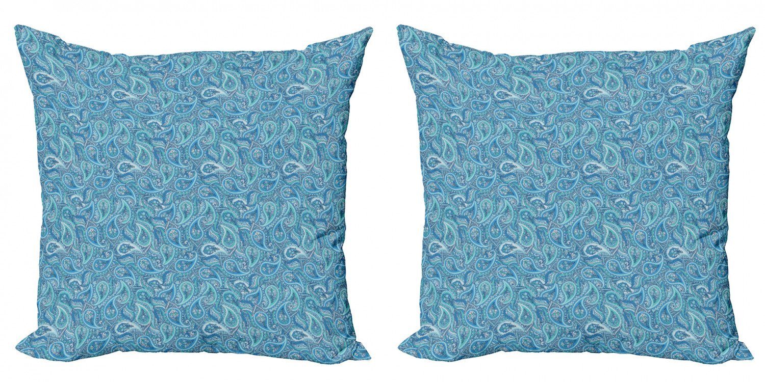 Kissenbezüge Modern Accent Doppelseitiger Digitaldruck, Abakuhaus (2 Stück), Paisley Blaue Töne Oriental Floral