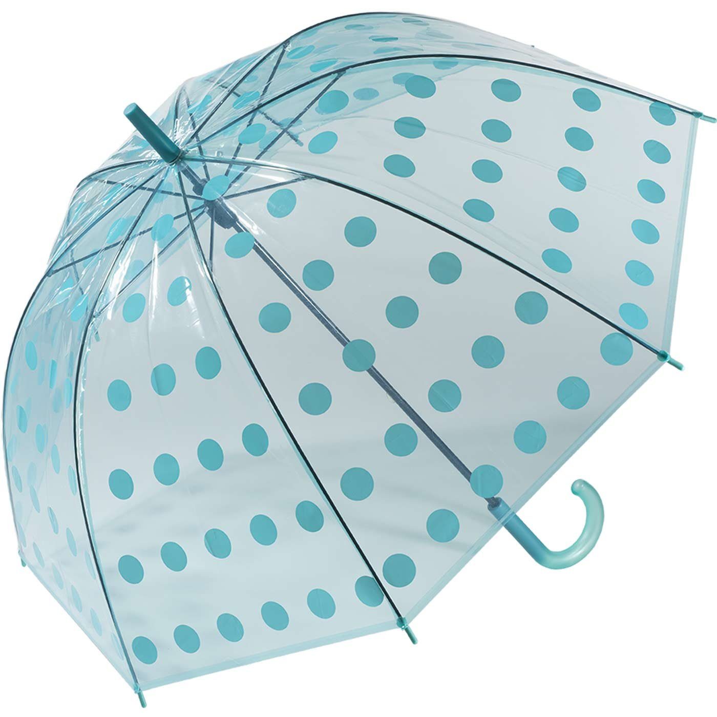 HAPPY RAIN Stockregenschirm großer transparenter Glockenschirm Big Dots, bunte Punkte bringen Farbe in das nasse Grau