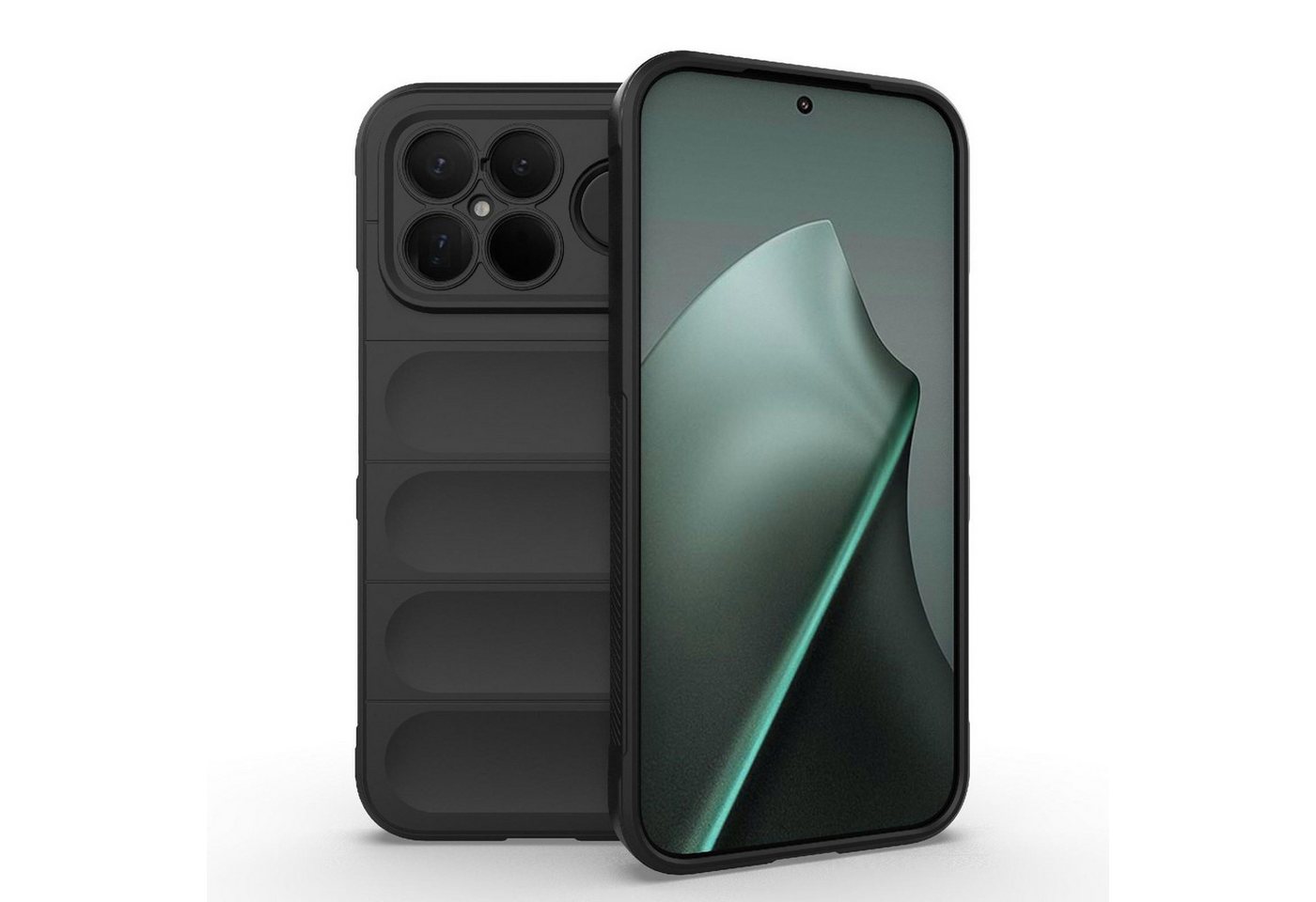 Wigento Handyhülle Für Xiaomi Poco F8 Ultra TPU Flanell Hülle Magic Shield Schwarz, Stoßfeste Design Kunststoff Hülle