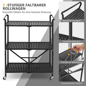 KOMFOTTEU Druckertisch, 3-stufiges Servierwagen mit Rädern, klappbar