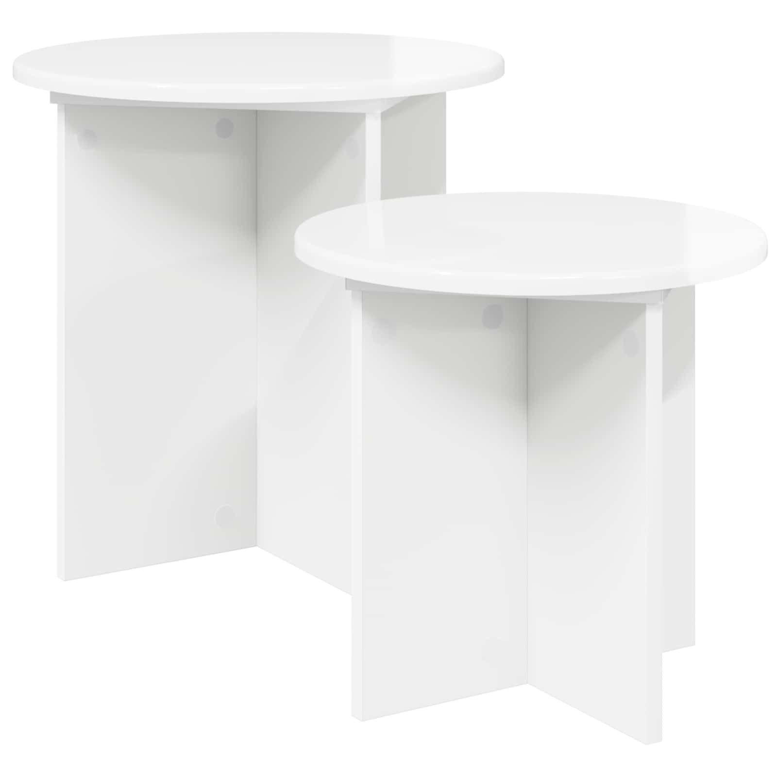 vidaXL Beistelltisch Beistelltisch-Set 2 stk. Hochglanz Weiß Ø 45 x 45 cm (2-St)