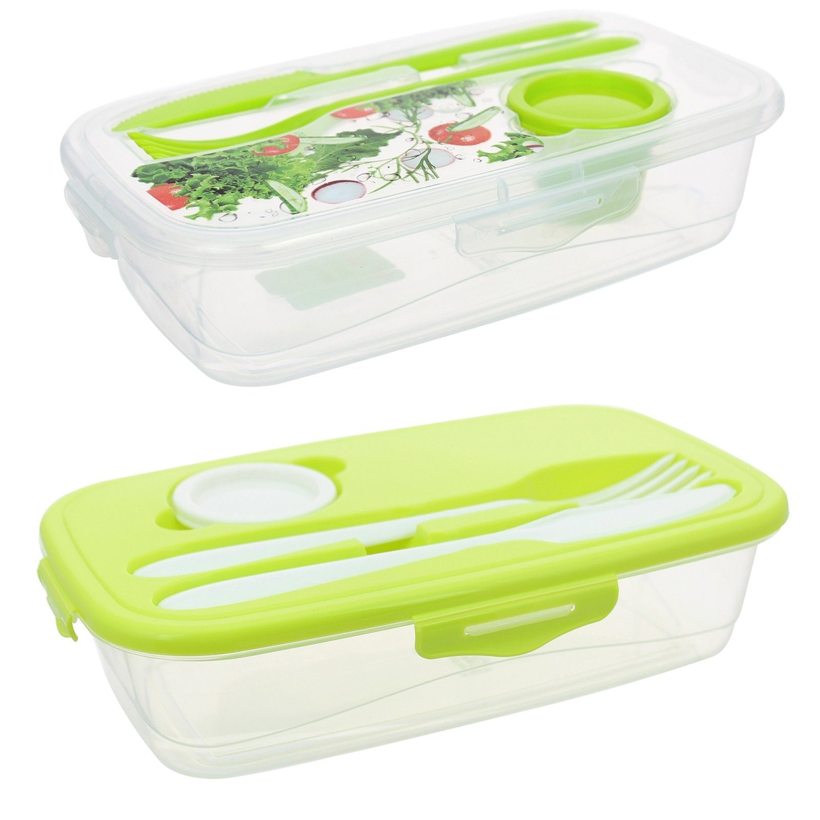 Neuetischkultur Lunchbox Frischhaltedose mit Besteck 2 Stück Easylunch, Kunststoff, (2-tlg., 2 Dosen mit Deckel und Besteck in 2 verschiedenen Farben), Lunchbox Salatbox To Go