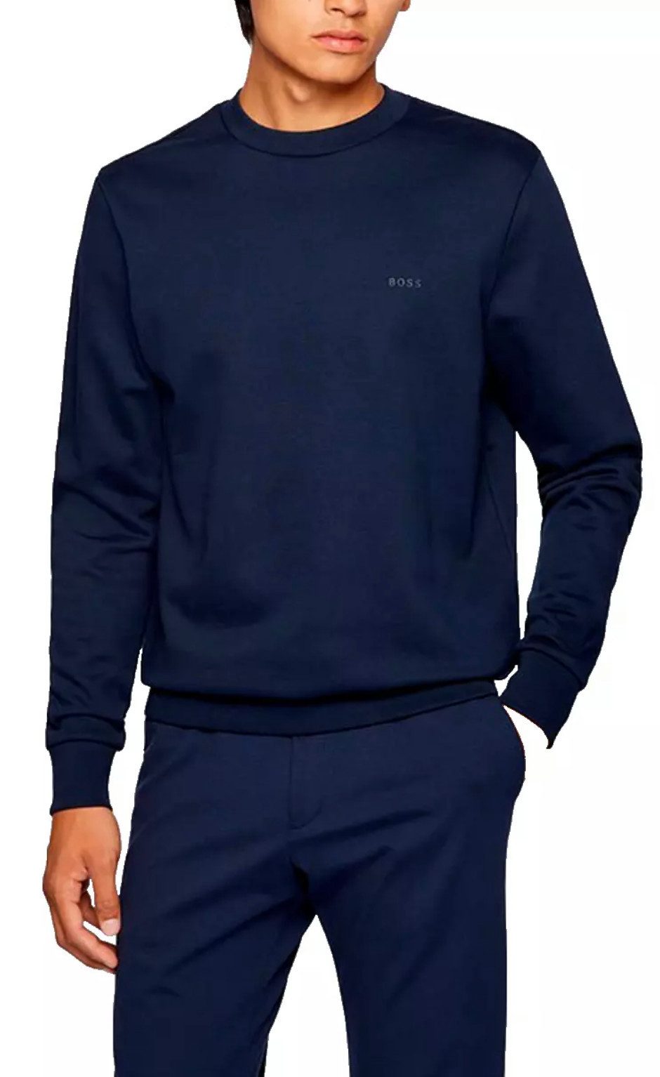 BOSS Sweatshirt Stadler 79 Sweater Subtilen Logo-Print - Regular Fit – Gerader Schnitt