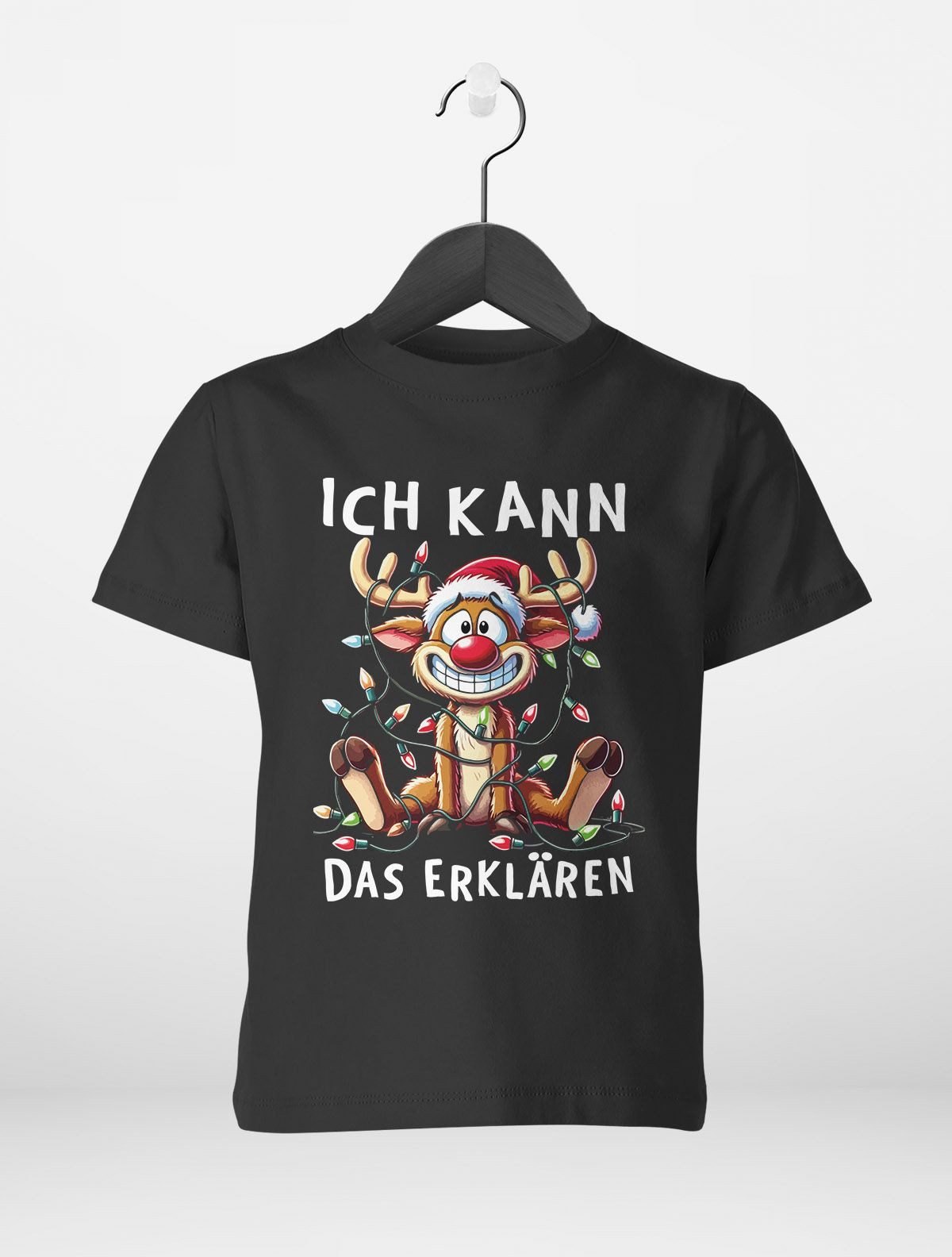 MoonWorks Print-Shirt Kinder T-Shirt Weihnachten Rentier Elch Spruch Lustig Weihnachtsshirt
