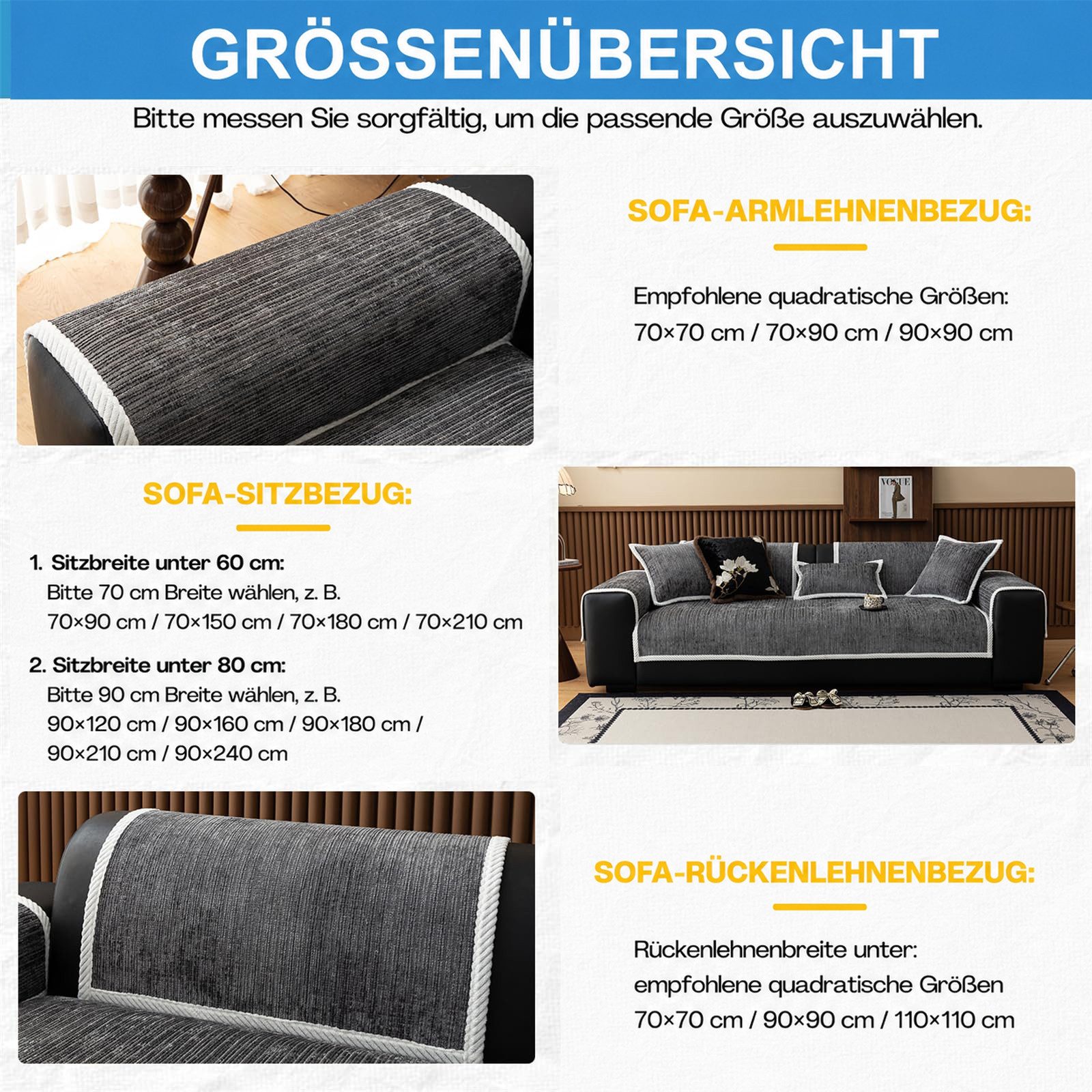 Diwzbyn Sofaschoner Hund Katze Hussen Rutschfeste Überwurf Sofahussen Couch Bezug, Sofaschutzdecke: 1-4-Sitzer Ecksofa, Sofa Überwurf – Bild 4 von 5