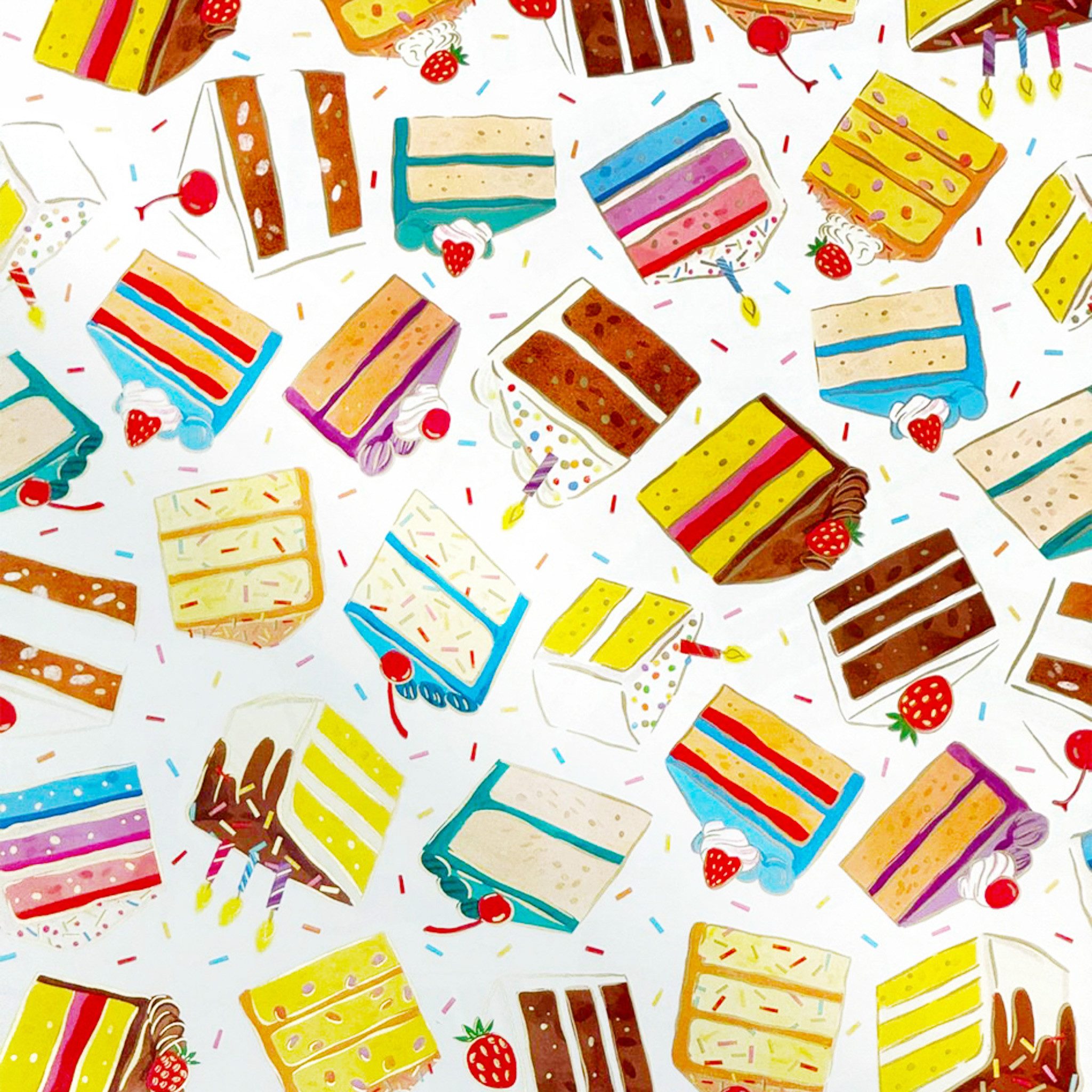 Star Geschenkpapier, Geschenkpapier Torten Motiv 70cm x 2m Rolle Bunt