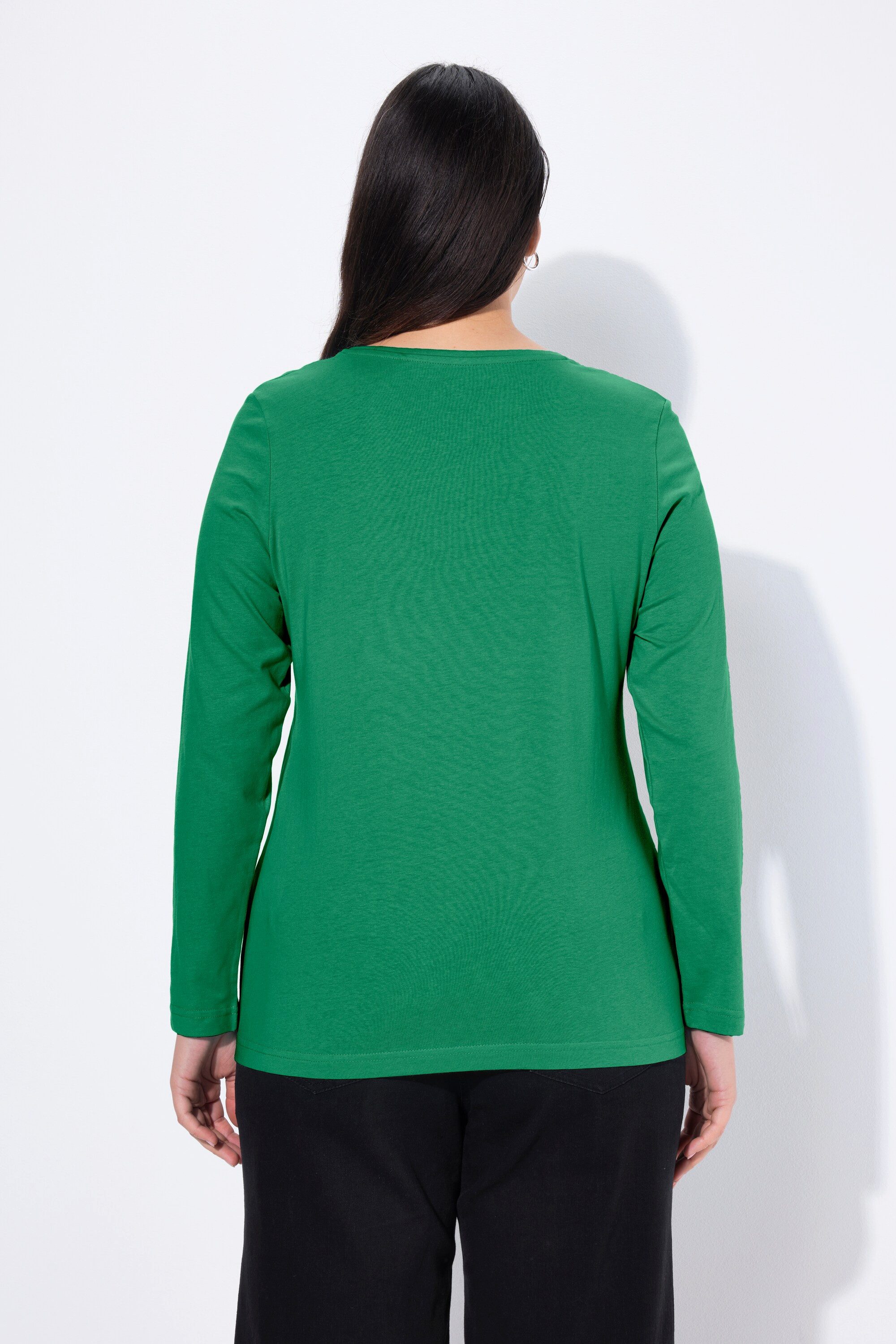 Ulla Popken T-Shirt Shirt Slim Rundhalsausschnitt Langarm