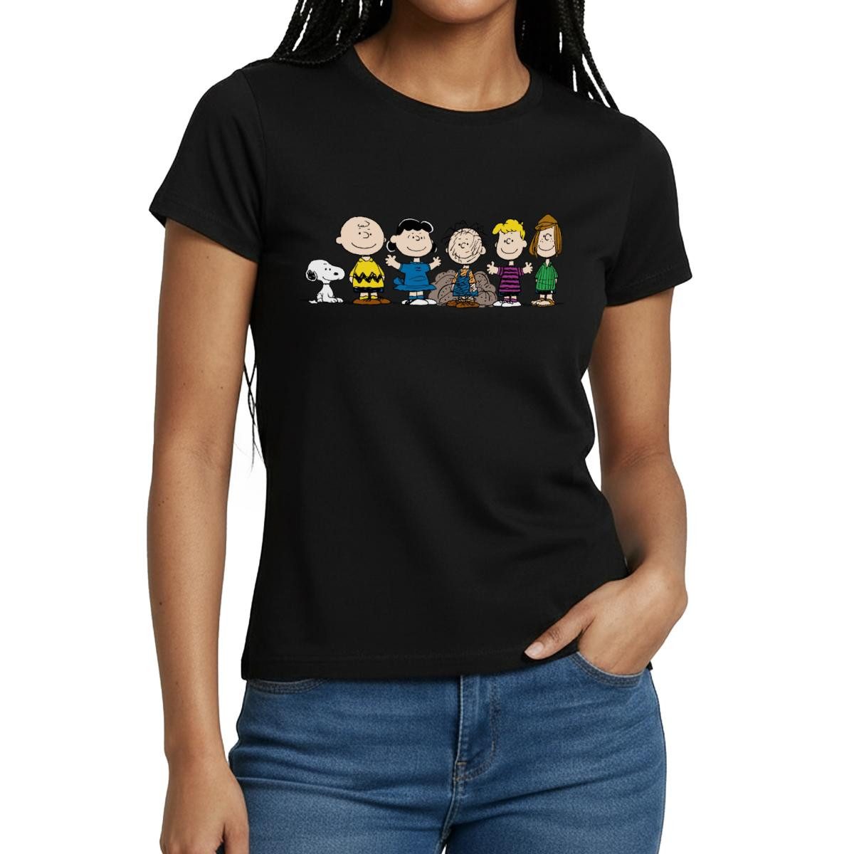 Spreadshirt T-Shirt Peanuts Snoopy Und Seine Freunde Frauen T-Shirt (1-tlg) Slim Fit, fällt klein aus