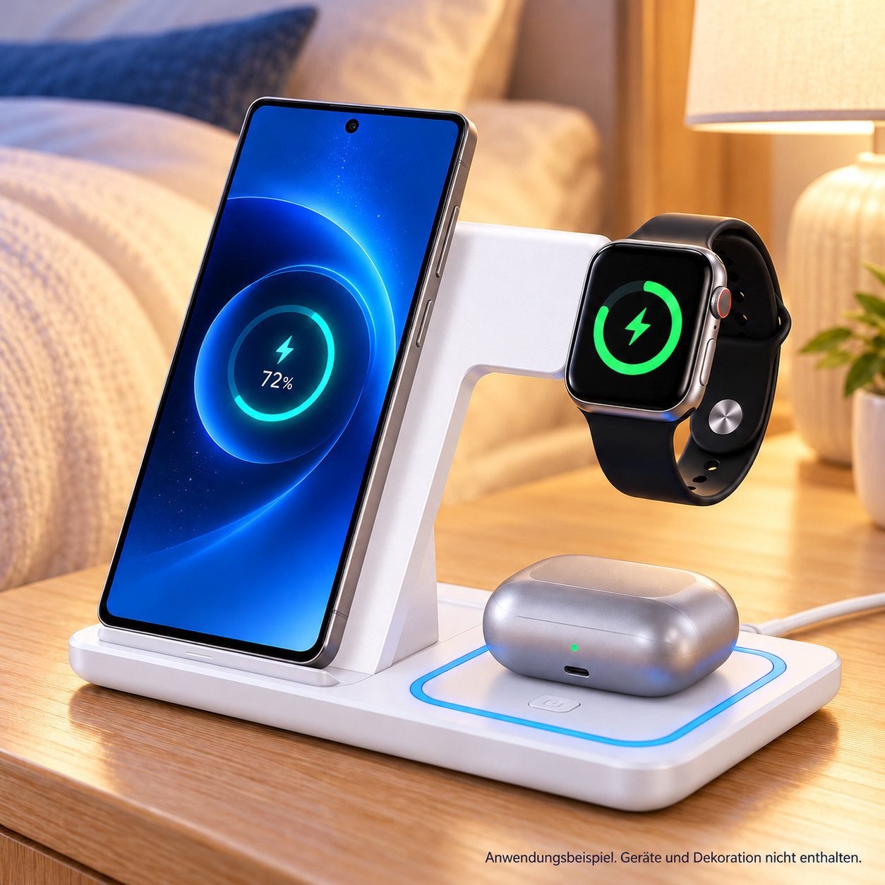 PlugUp 3in1 Ladestation faltbar für iPhone, Samsung Galaxy, Watch und Buds Wireless Charger (3000 mA, Qi Wireless Charger für Handy, …