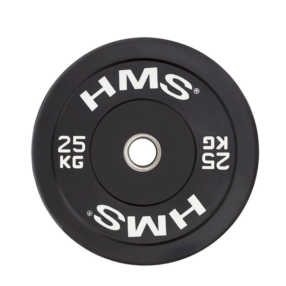 HMS Hantelscheibe Bumper Gewichtsscheibe Langhantelscheibe, 25.0 kg, (Spar-Set, 1-tlg., 45 x 8, 4 cm gummiert), gummiert, kalibriert, Edelstahlhülse, drehsicher