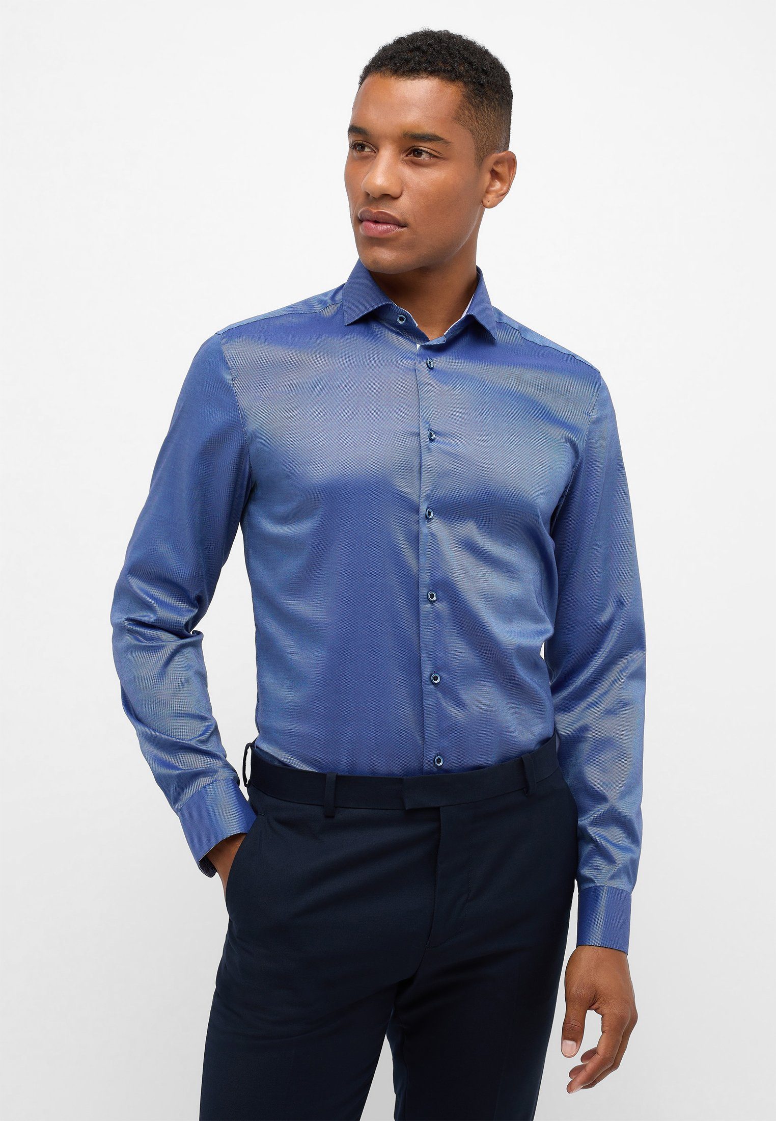 Eterna Langarmhemd SLIM FIT blau