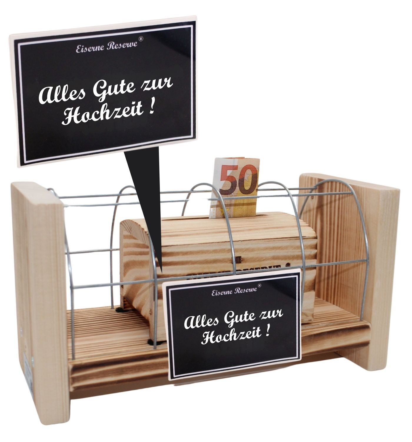 Eiserne Reserve® Geschenkbox Всеs Gute zur Hochzeit - Eiserne Reserve Gitterbox - Geburtstag Geldg