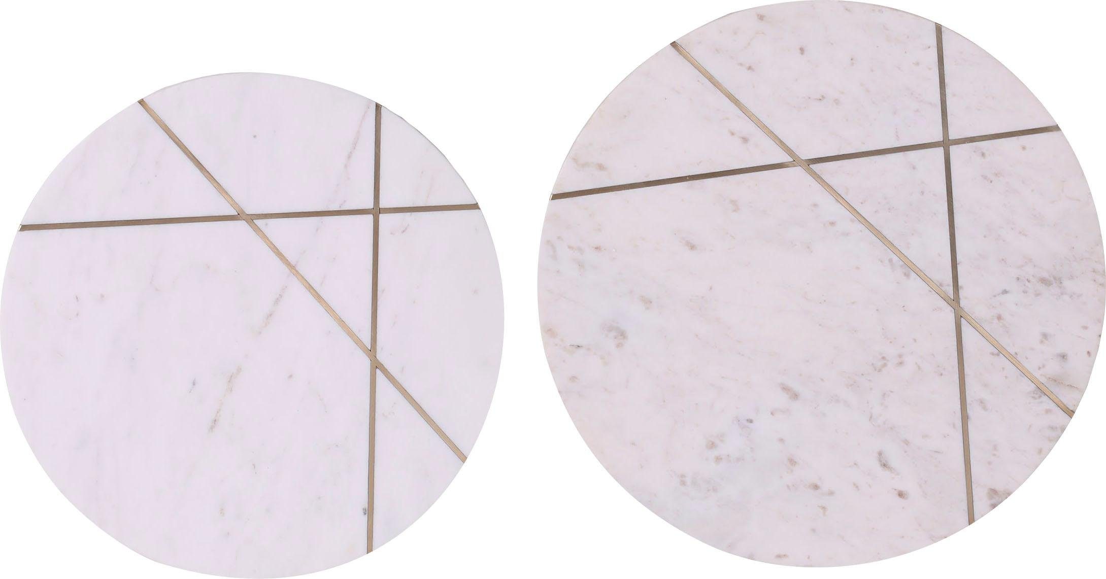 Leonique Beistelltisch Menton, mit Metallintarsien in der Marmorplatte (2er-Set)