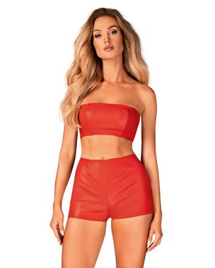 Obsessive Panty Wetlook Hotpants rot elastisch Kunstleder sexy (einzel, 1-St)