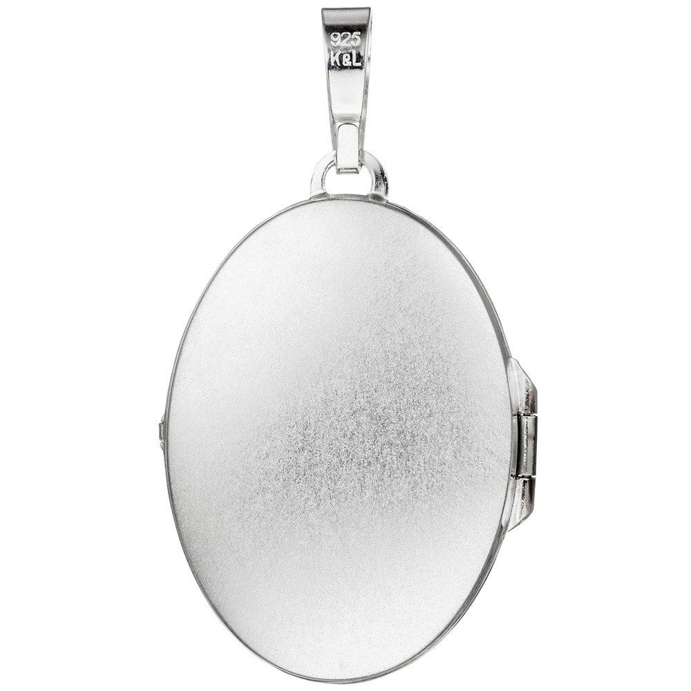 Schmuck Krone Kettenanhänger Medaillon 2 Silber 925 Anhänger oval Muster Abstrakt 925 Öffnen Silber Fotos zum mit matt
